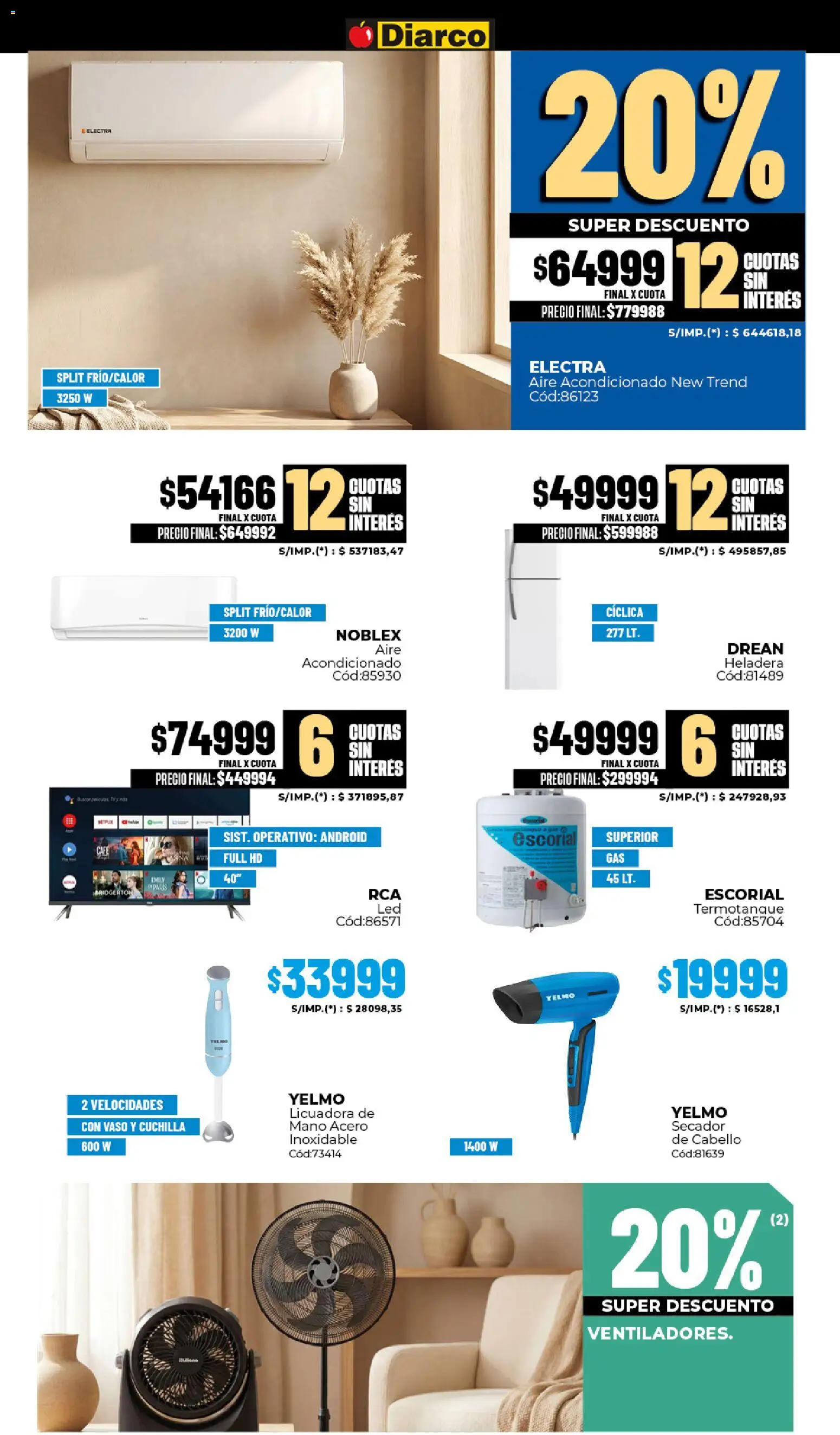 Diarco - Ofertas Gba │ válido desde el 26.01.2026 | Página: 20 | Productos: Aire acondicionado, Termotanque, Café, Licuadora