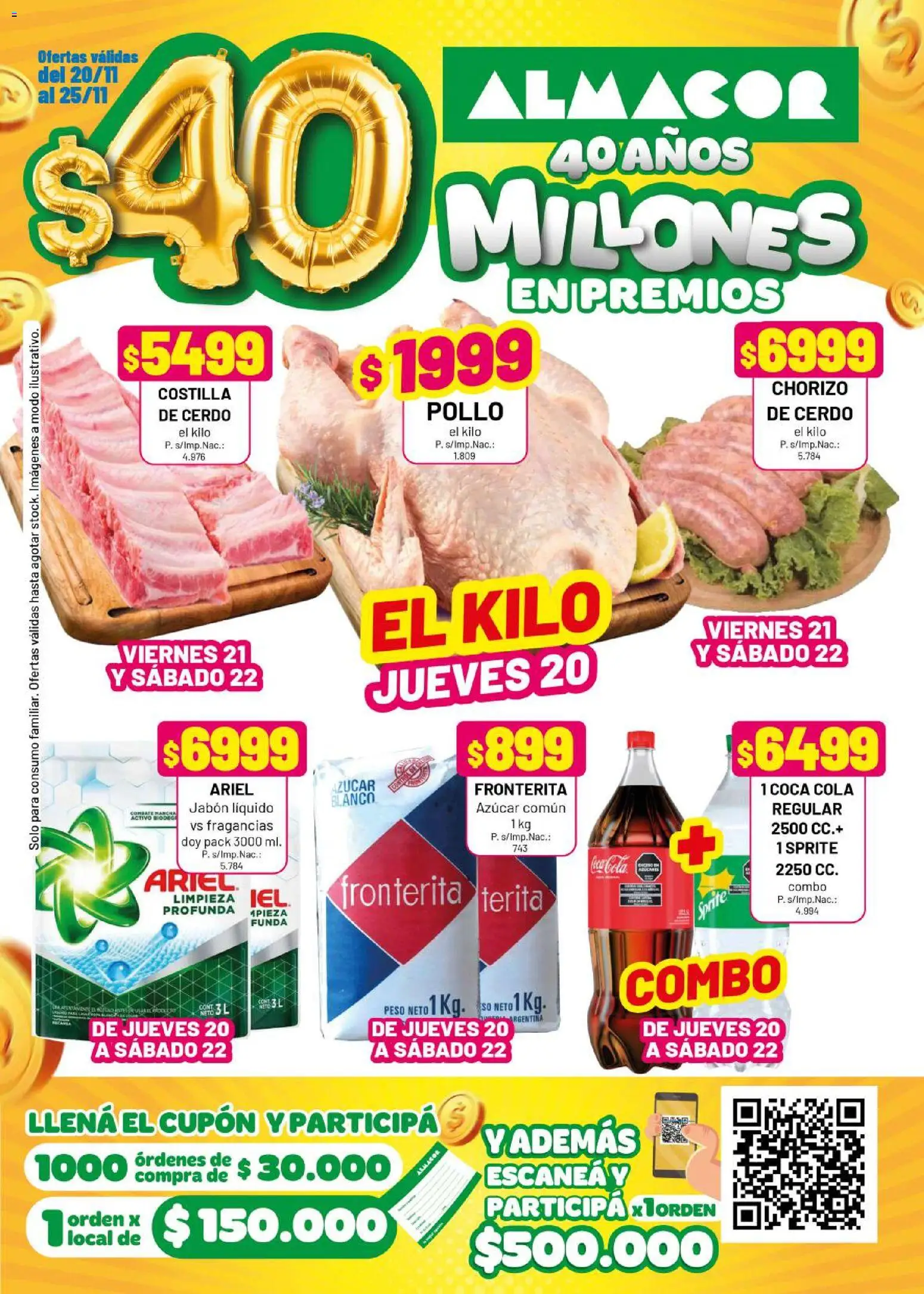 Almacor catálogo │ válido desde el 20.11.2025 | Página: 1 | Productos: Peso, Pollo, Azucar, Jabón