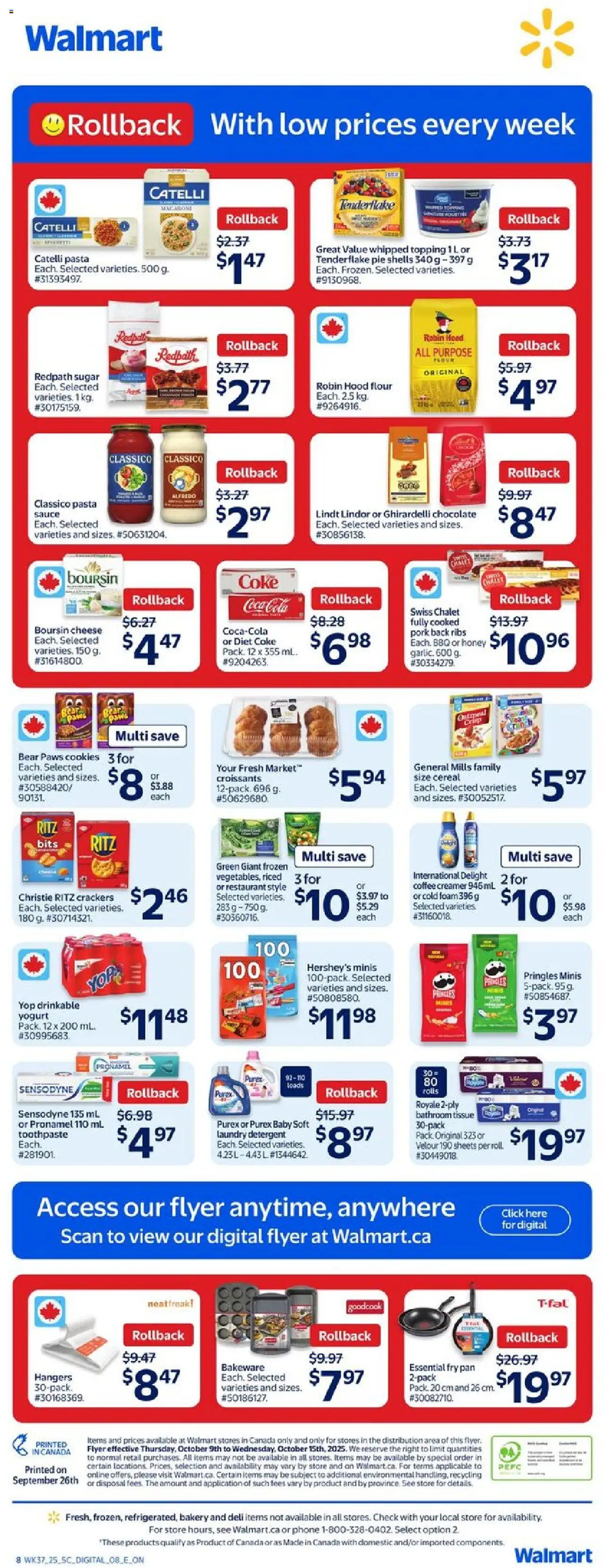 Walmart flyer valid from 09.10.2025 | Page: 3 | Products: Phone, Detergent, Coffee, Pork