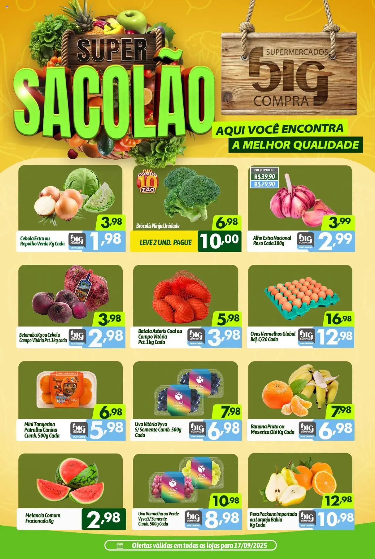 Big Compra Folheto - válido de 17.09.2025 | Página: 1 | Produtos: Mexerica, Alho, Cebola, Ovos