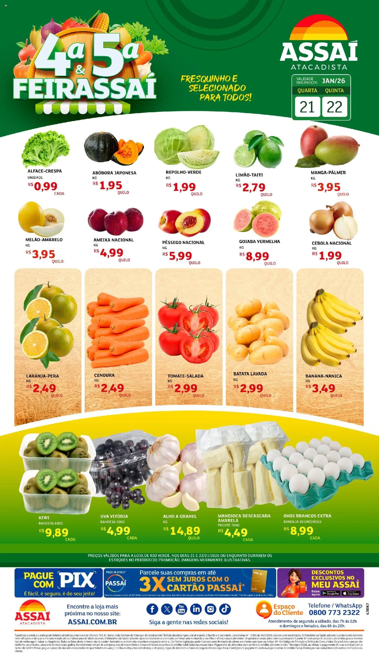 Assaí Atacadista Folheto - válido de 21.01.2026 | Página: 1 | Produtos: Abóbora, Alho, Pneus, Bebida