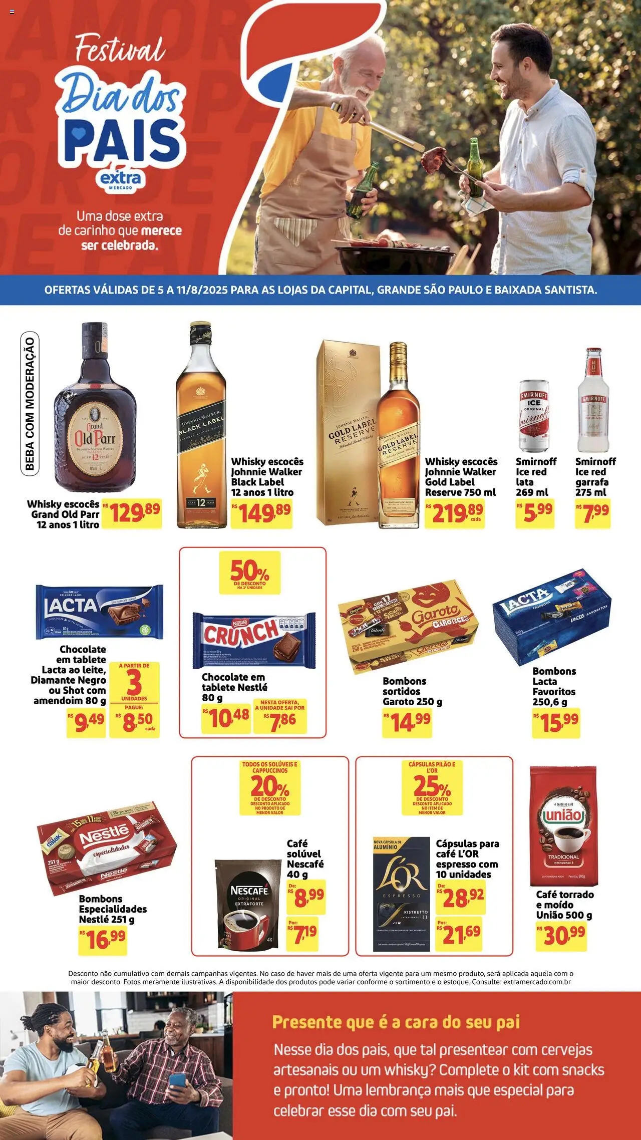 Extra Folheto - válido de 05.08.2025 | Página: 1 | Produtos: Cará, Amendoim, Whisky, Café