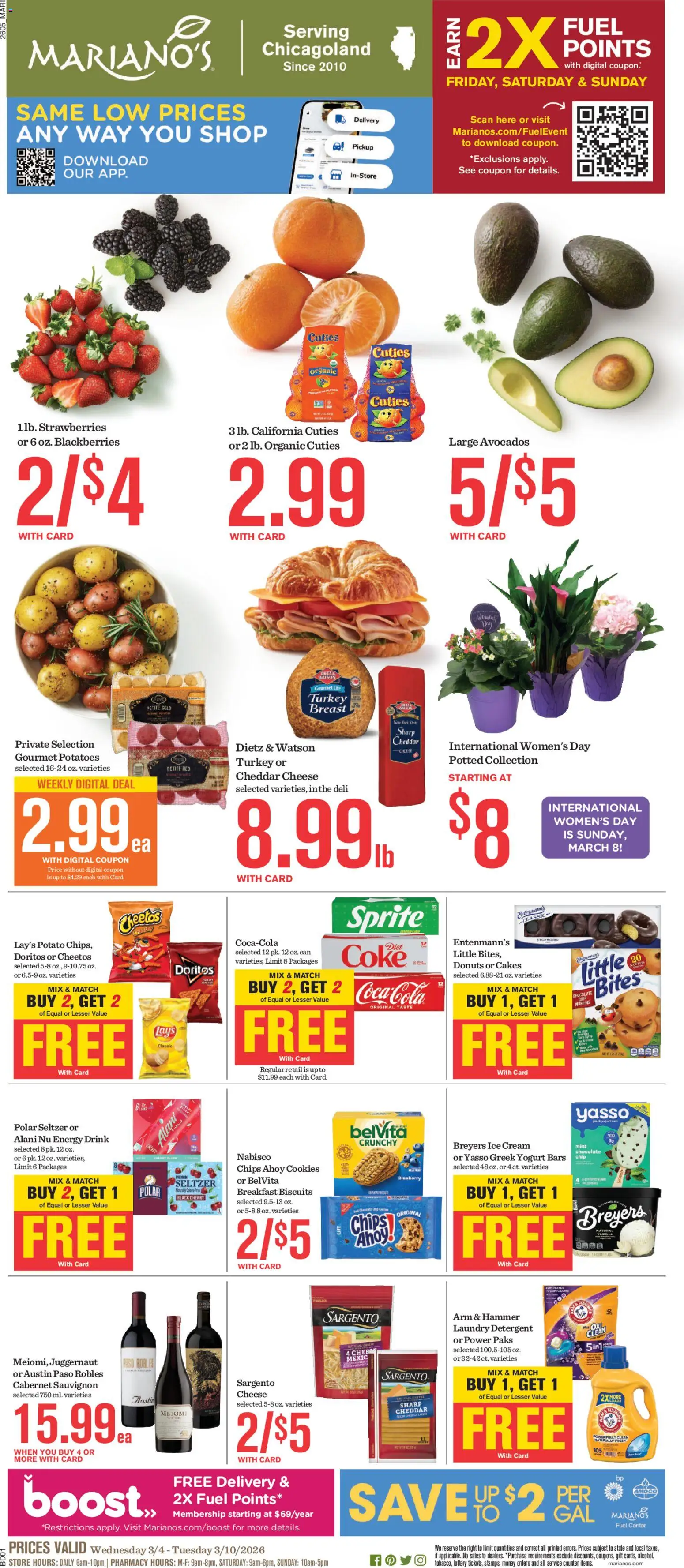 Mariano's Weekly Ad - valid from 04.03.2026 | Page: 1 | Products: Hammer, Yogurt, Chocolate, Ice cream