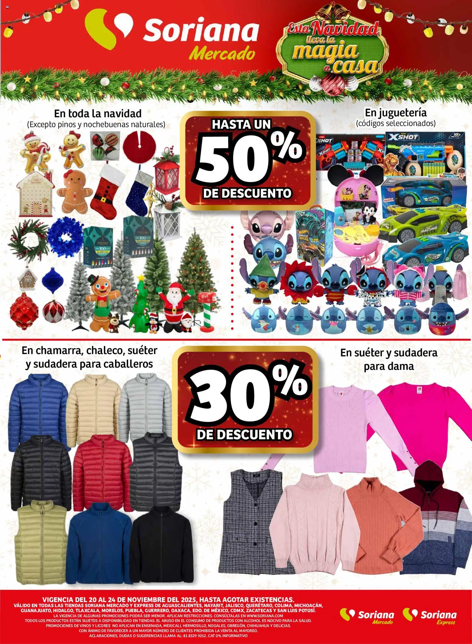 Nuevas ofertas de Soriana válidas en toda la República Mexicana desde el 20.11.2025. ¡Encuentra las mejores ofertas en Soriana - Fin de Semana Mercado: Ags, Nay, Jal, Qro, Col, Mich, Gto, Hgo, Tlax, Mor, Pue, Gro, Oax, Edo. de Mex, CDMX, Zac y SLP! | Página: 5 | Productos: Suéter, Sudadera, Shot