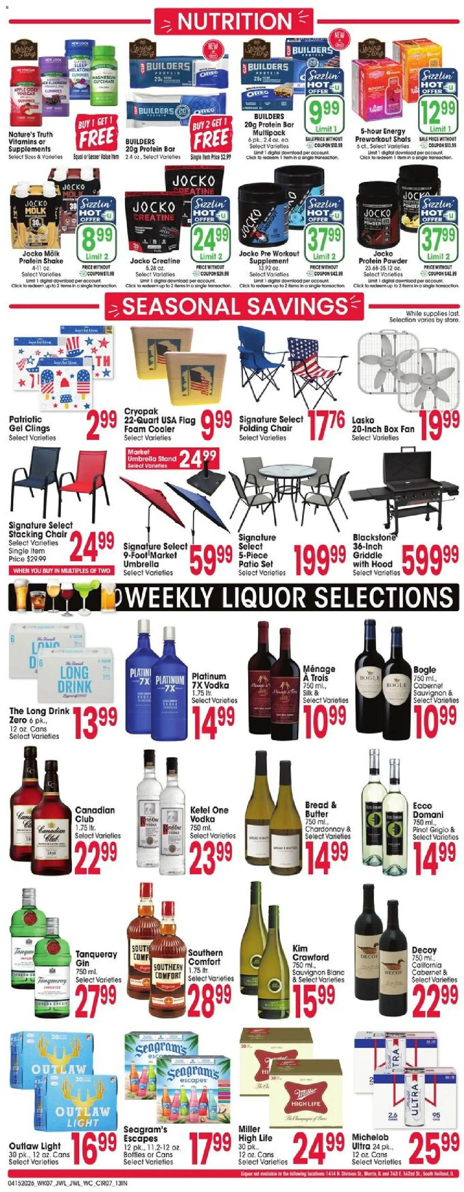 Jewel Osco Weekly Ad - IN - valid from 15.04.2026 | Page: 7 | Products: Protein Powder, Creatine, Box, Griddle