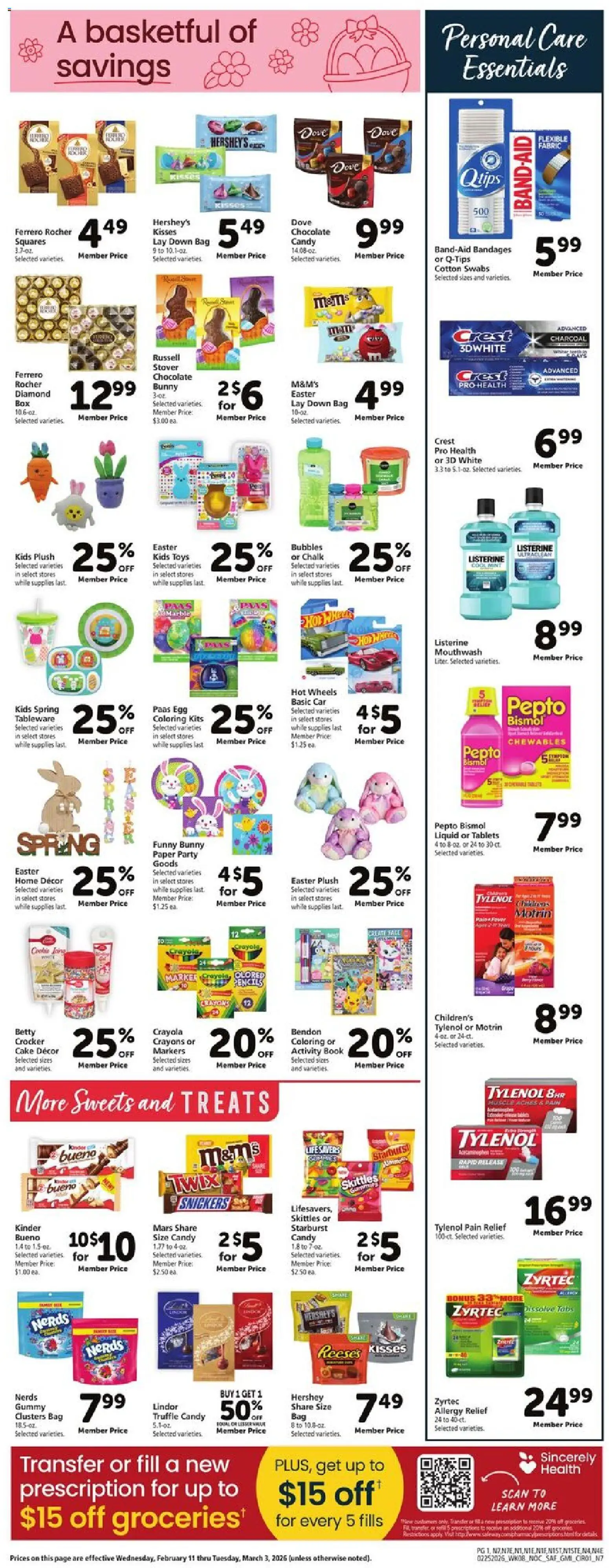 Safeway Weekly Ad - valid from 25.02.2026 | Page: 6 | Products: Chocolate, Mouthwash, Bag