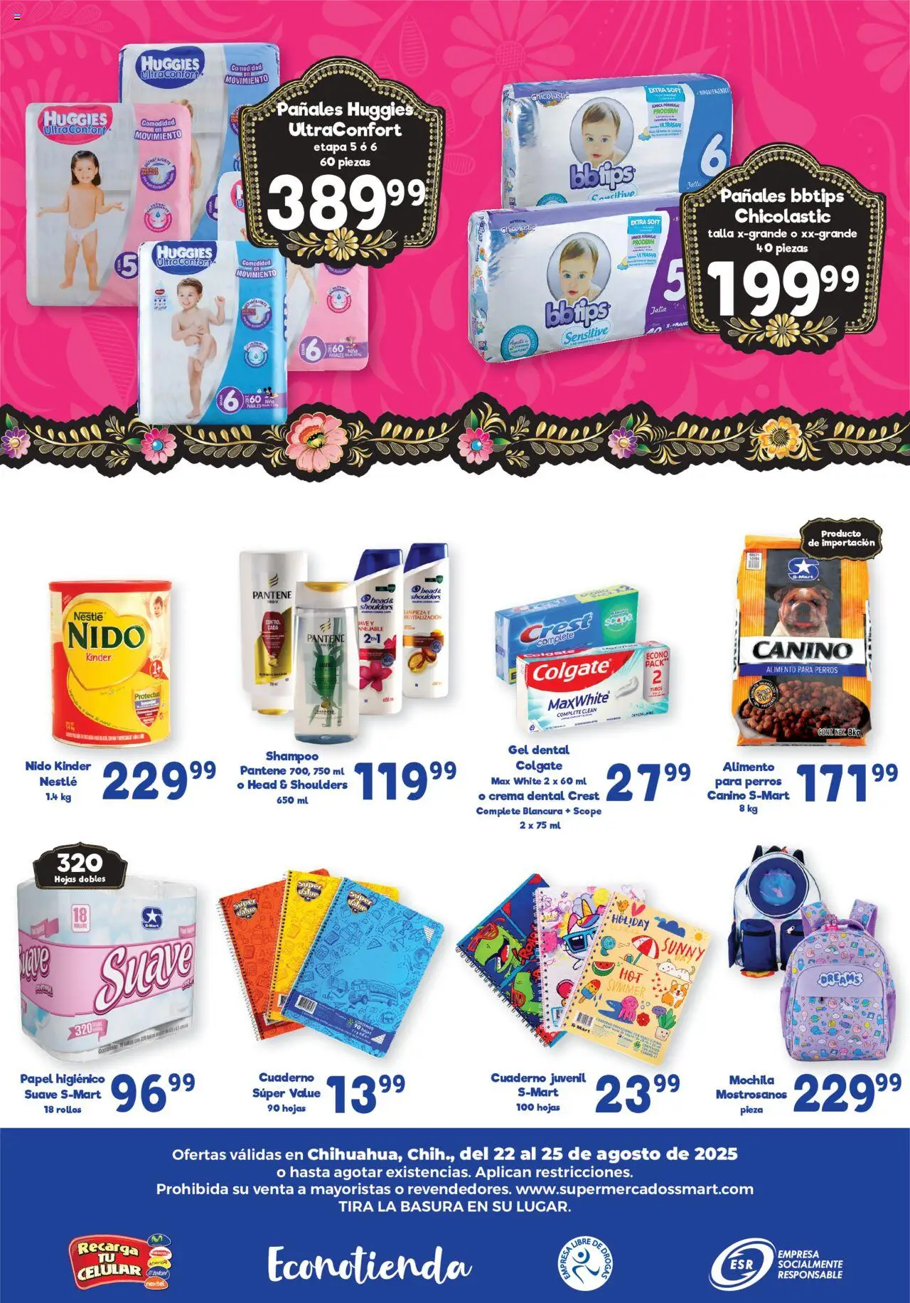 Nuevas ofertas de S-Mart válidas en toda la República Mexicana desde el 22.08.2025. ¡Encuentra las mejores ofertas en S-Mart - Folleto! | Página: 6 | Productos: Mochila, Cuaderno, Notebook, Pañales