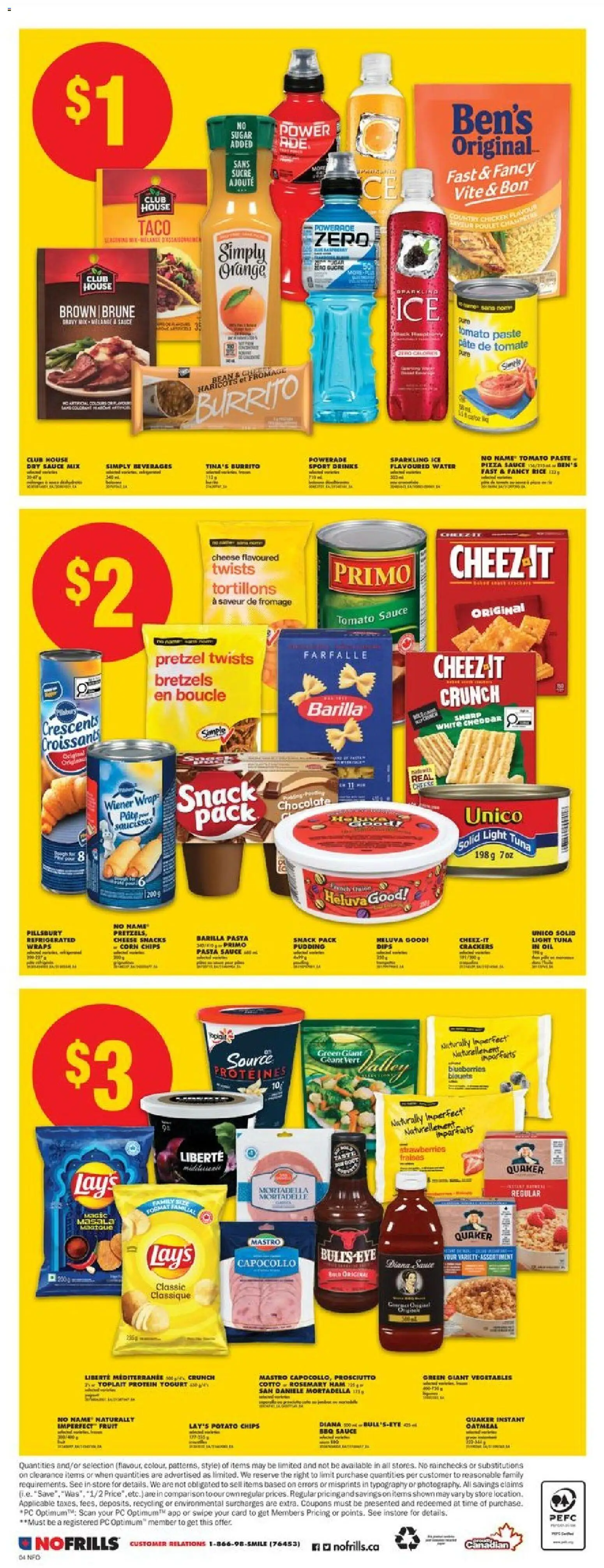 No Frills flyer valid from 22.01.2026 | Page: 4 | Products: Pasta, PC, Cheese, Chocolate