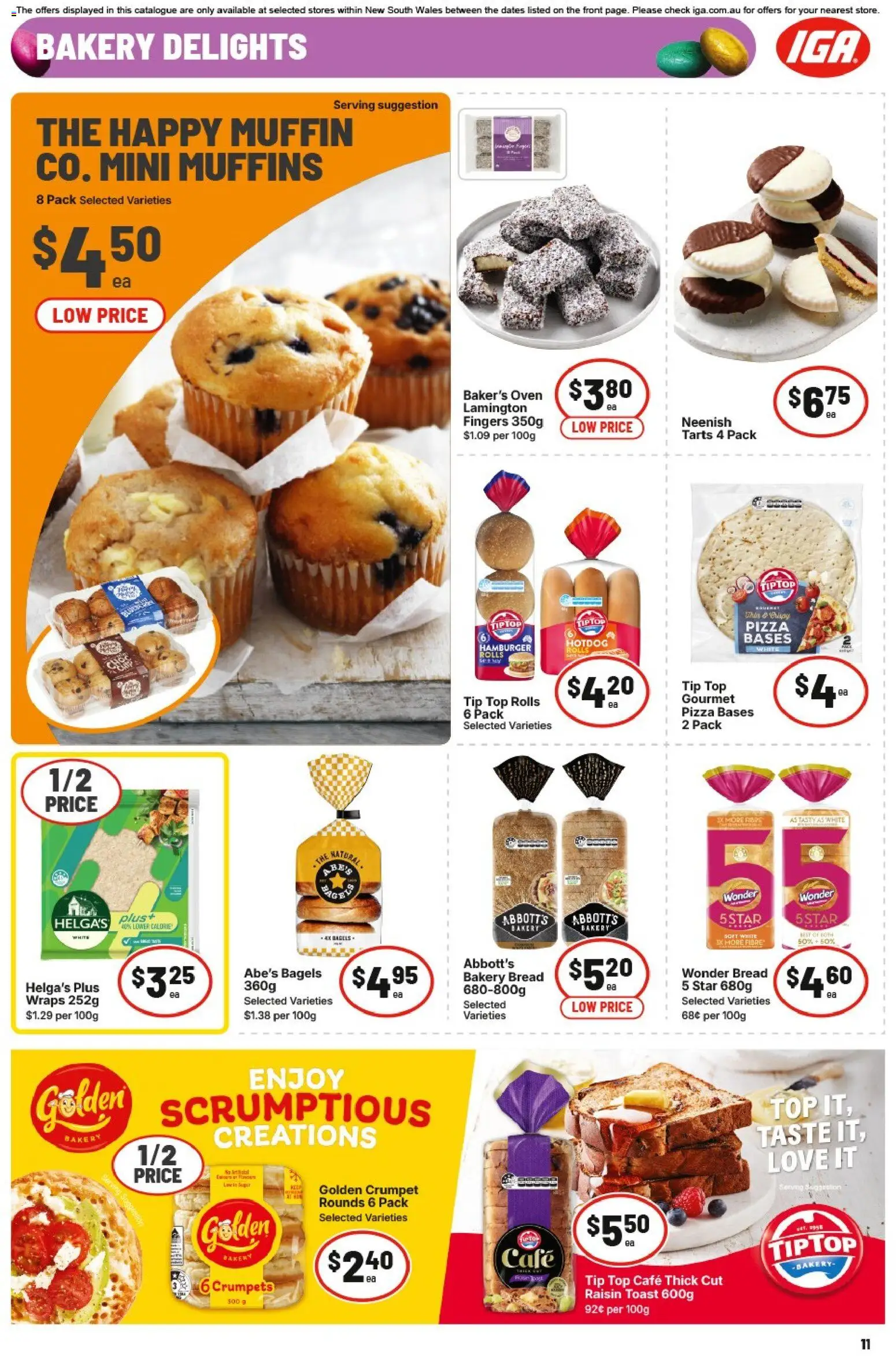 IGA catalogue - valid from 25.03.2026 | Page: 14 | Products: Bagels, Pizza, Muffins, Bakery