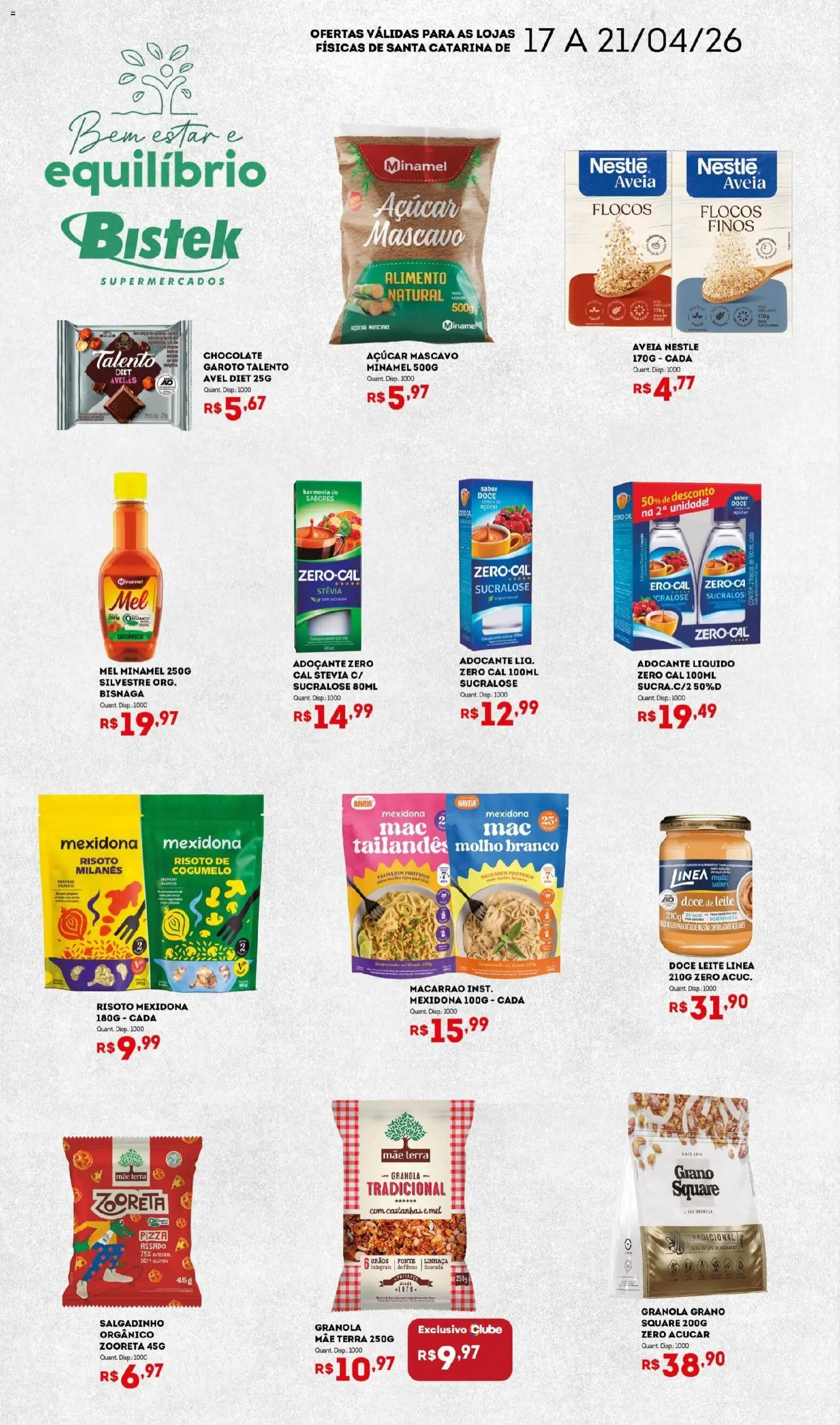 Bistek Supermercados Folheto - válido de 17.04.2026 | Página: 2 | Produtos: Stevia, Leite, Macarrão, Doce de leite