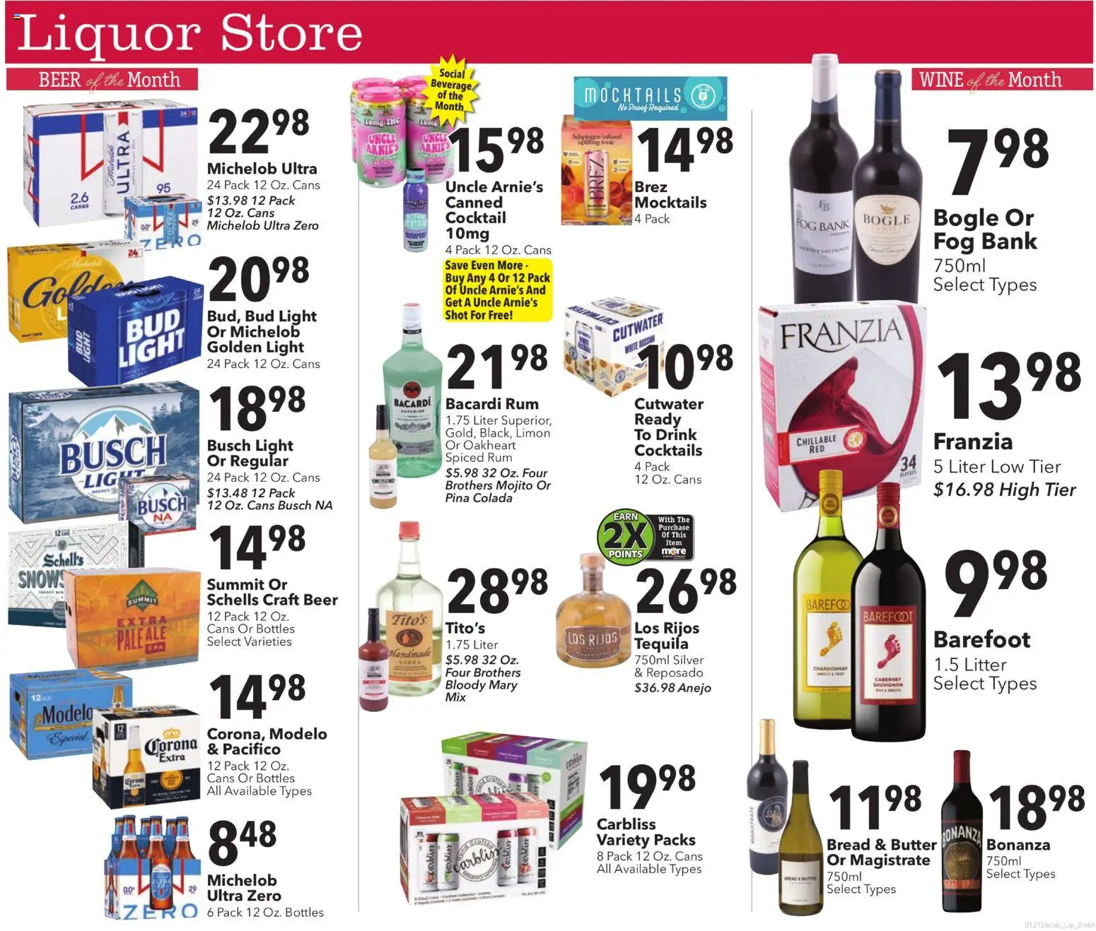 Coborn's Liquor Ad - valid from 21.01.2026 | Page: 1 | Products: Bread, Wine, Beer, Vodka