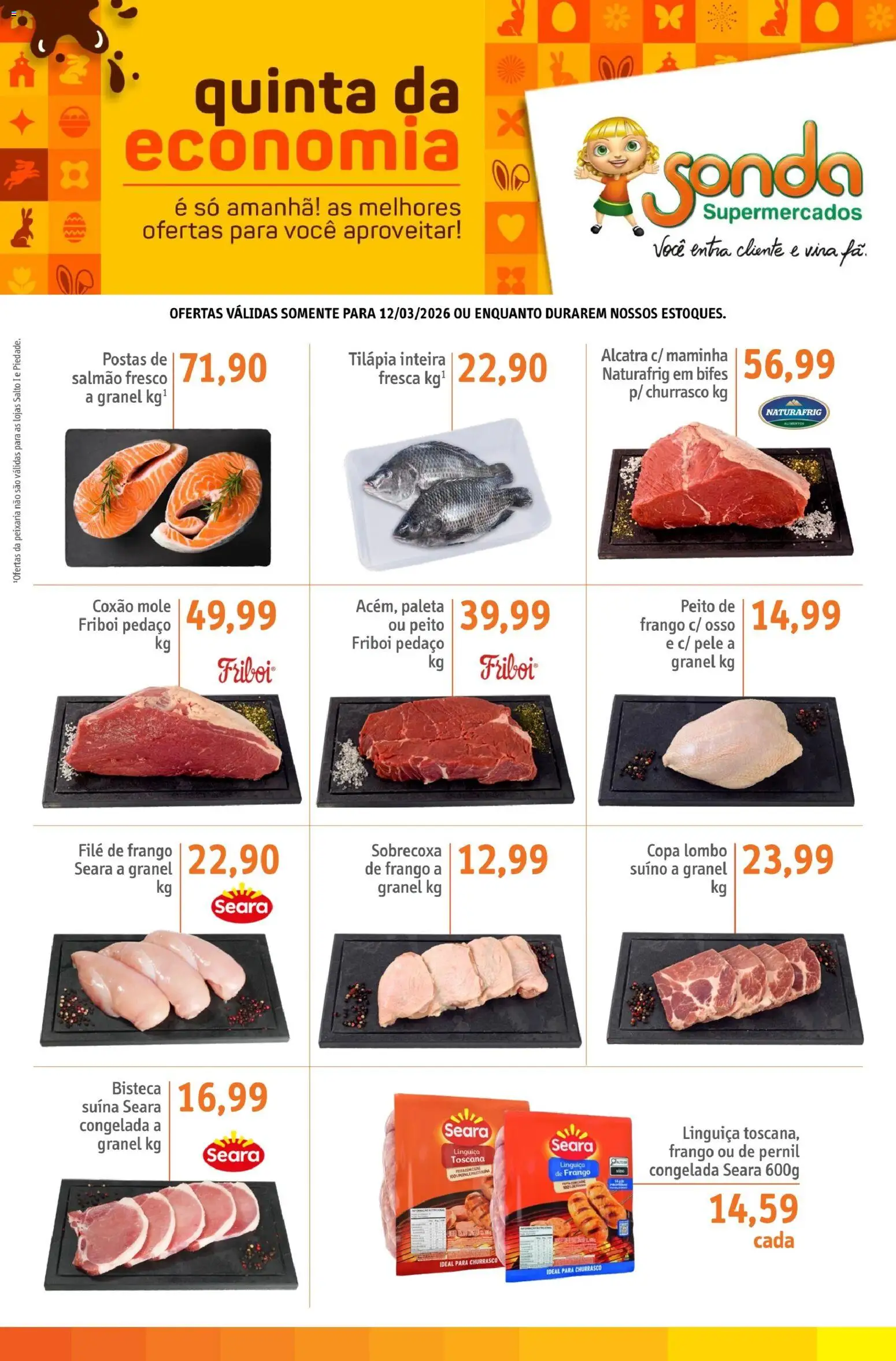 Sonda Folheto - válido de 12.03.2026 | Página: 1 | Produtos: Lombo, Pernil, Tilápia, Frango