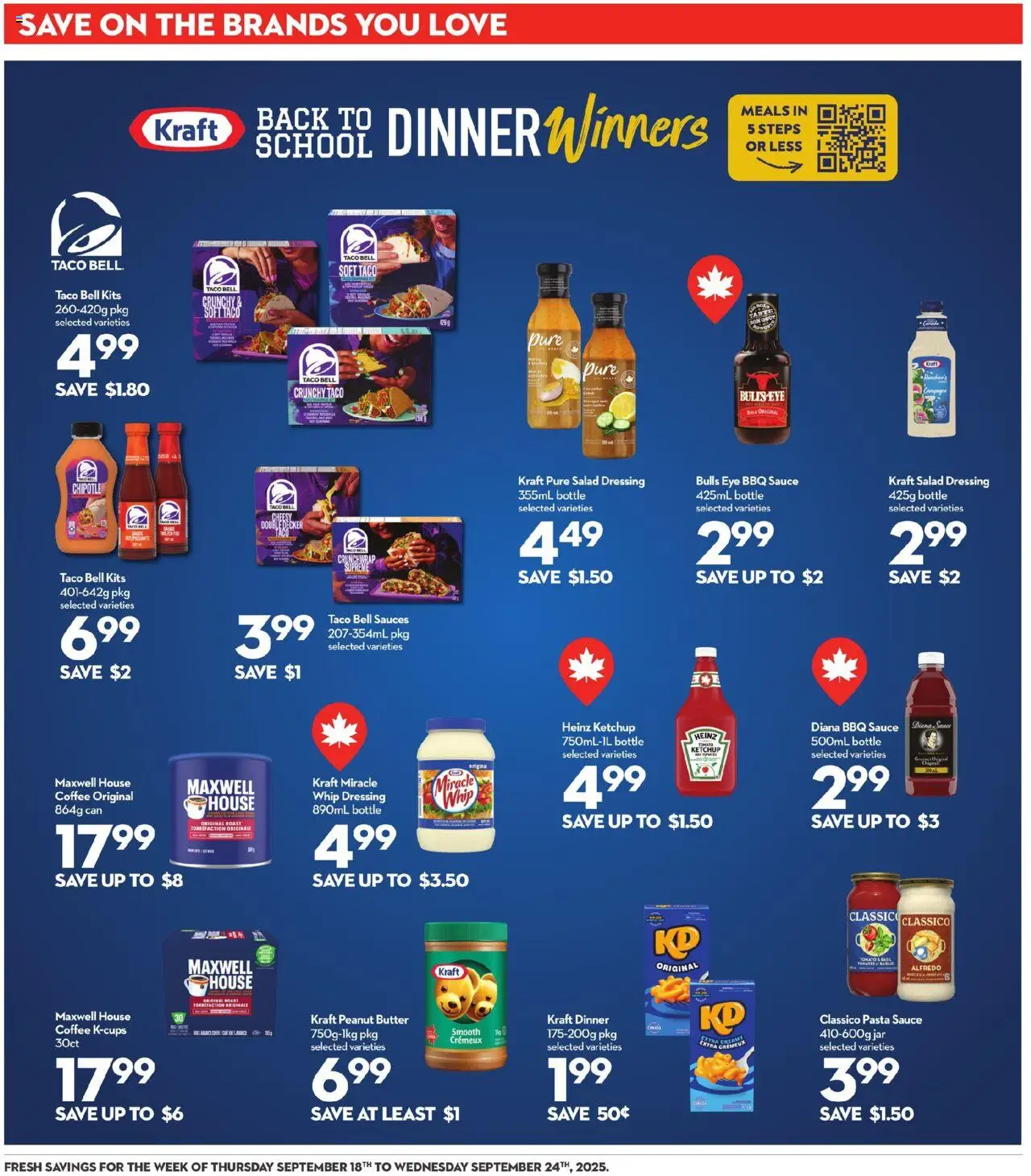 Longo's flyer valid from 18.09.2025 | Page: 17 | Products: Pasta, Ketchup, Butter, Coffee