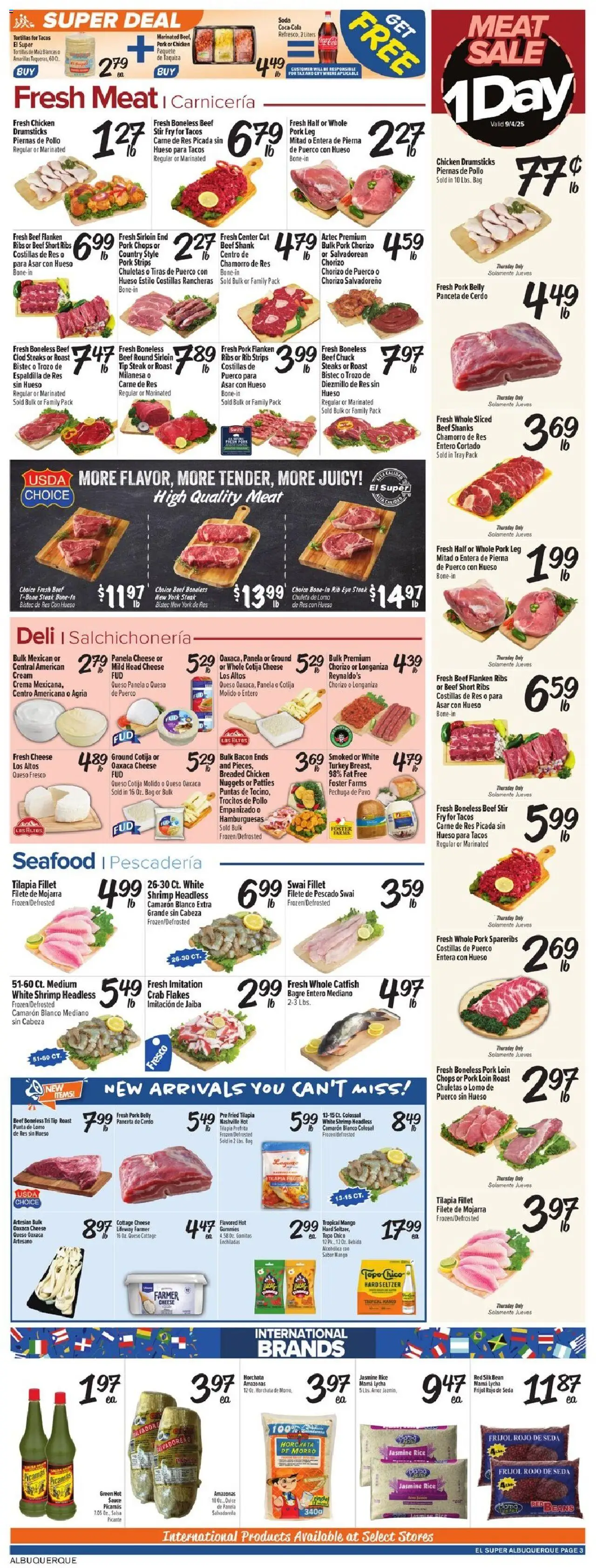 El Super Weekly Ad - NM - valid from 03.09.2025 | Page: 3 | Products: Cheese, Pork, Beef, Cream