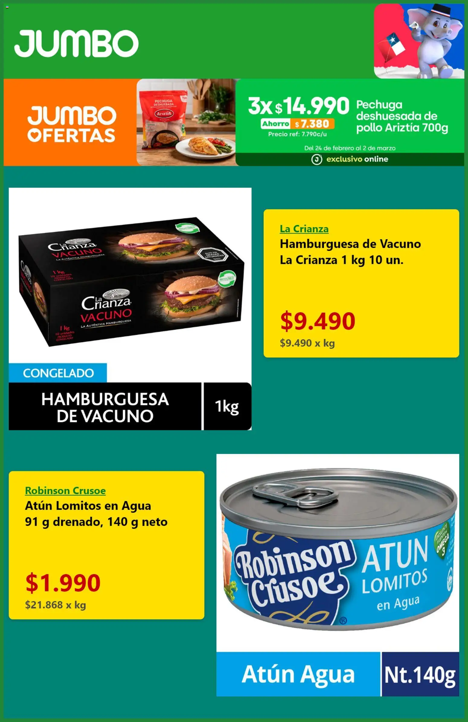 Jumbo ofertas  │ válido desde el 25.02.2026 | Página: 4 | Productos: Atún, Agua, Pollo