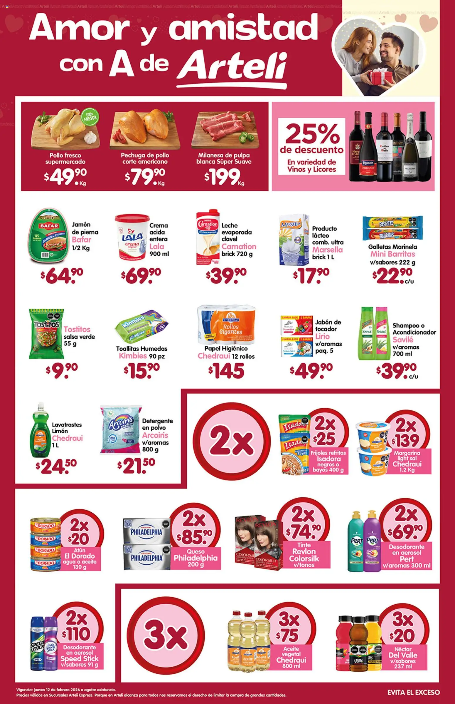 Nuevas ofertas de Arteli válidas en toda la República Mexicana desde el 12.02.2026. ¡Encuentra las mejores ofertas en Arteli folleto Express! | Página: 1 | Productos: Pollo, Sal, Agua, Jabón