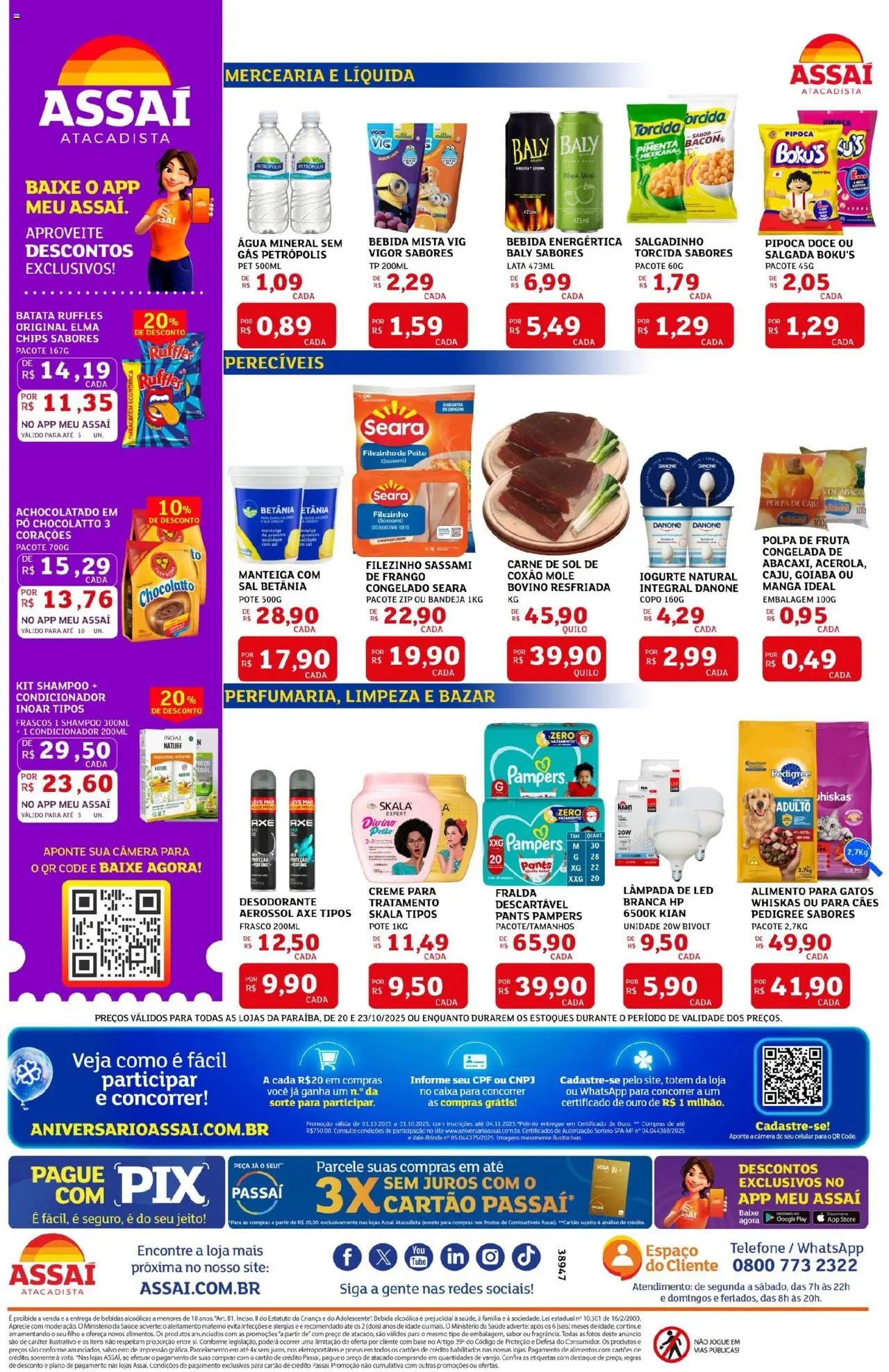 Assaí Atacadista Folheto - válido de 20.10.2025 | Página: 2 | Produtos: Shampoo, Achocolatado, Iogurte, Batata