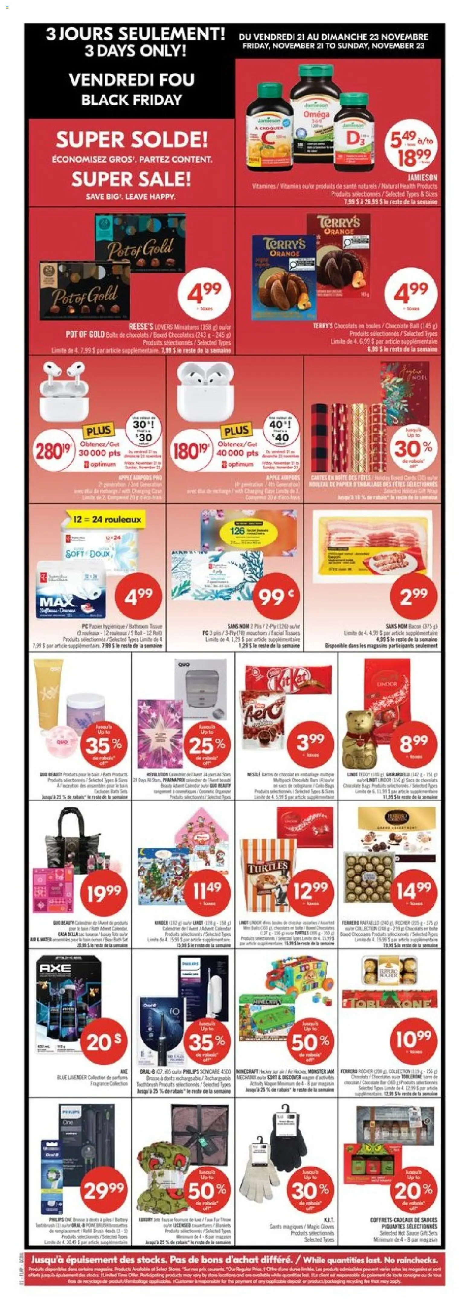 Pharmaprix flyer valid from 21.11.2025 | Page: 2 | Products: Gloves, Electric toothbrush, Battery, Bath