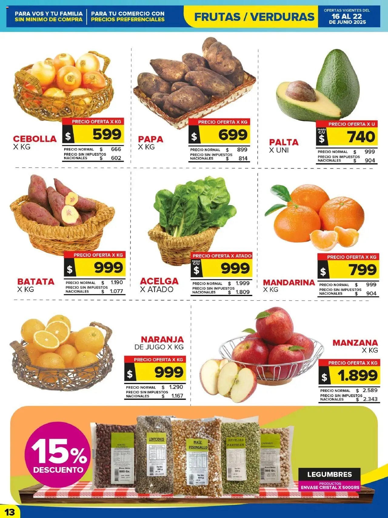 Carrefour Maxi catálogo │ válido desde el 16.06.2025 | Página: 13 | Productos: Cebolla, Batata, Arvejas, Jugo