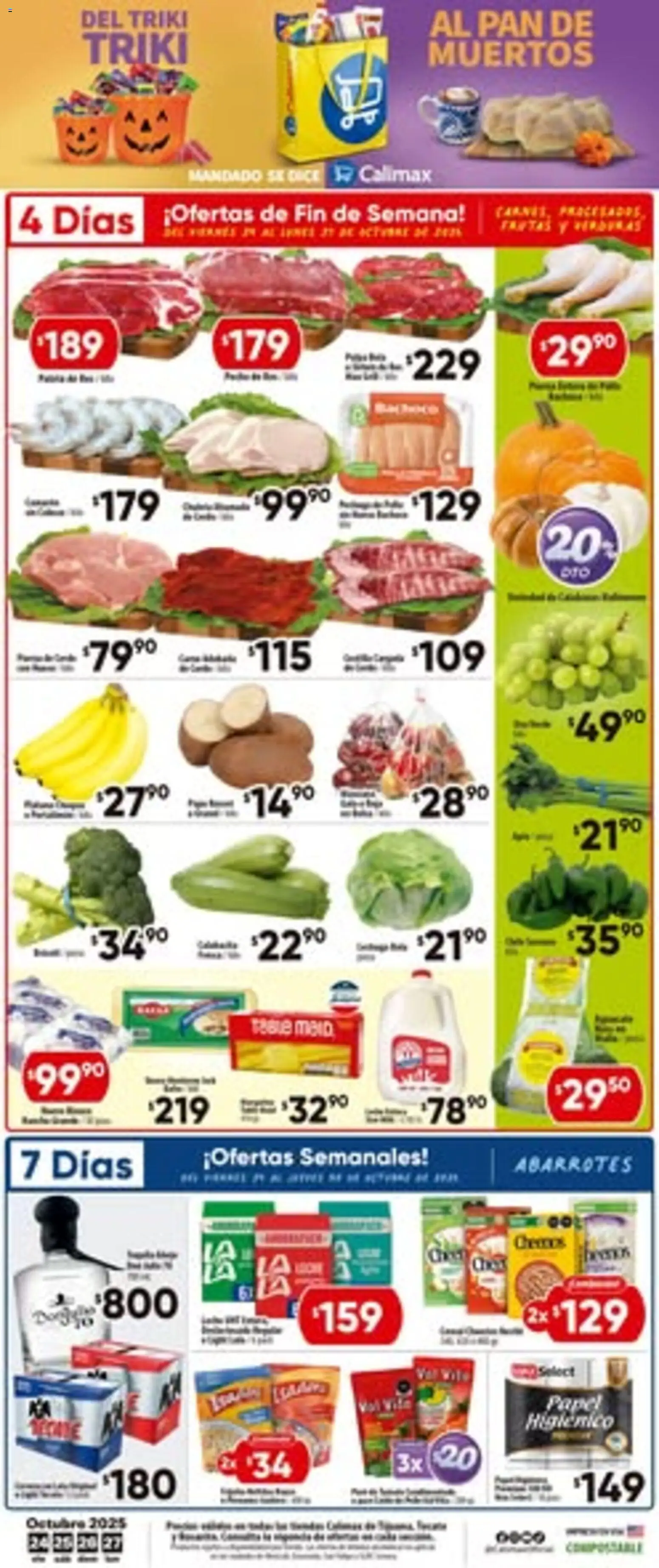 Nuevas ofertas de Calimax válidas en toda la República Mexicana desde el 24.10.2025. ¡Encuentra las mejores ofertas en Calimax - Folleto Tijuana! | Página: 1 | Productos: Pan, Papel higiénico