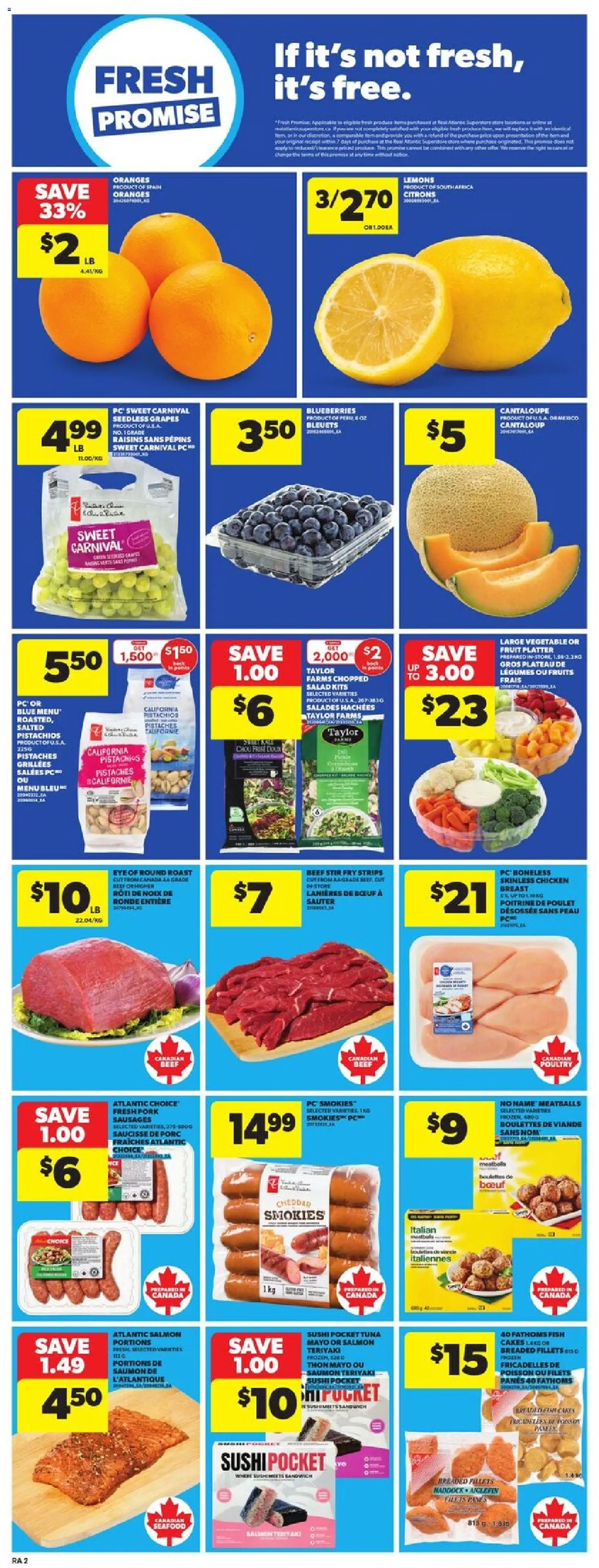 Atlantic Superstore flyer valid from 13.11.2025 | Page: 5 | Products: Beef, Salad, Chicken, Oranges