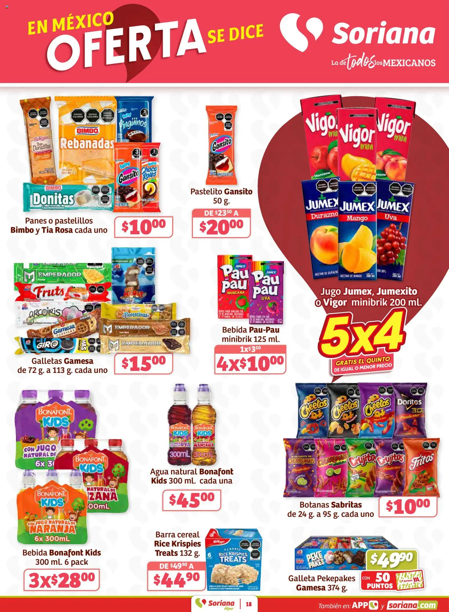 Nuevas ofertas de Soriana válidas en toda la República Mexicana desde el 02.01.2026. ¡Encuentra las mejores ofertas en Soriana - Preciazazaso Híper: Camp, Chia, Oax, Q. Roo, Tab, Yuc! | Página: 18 | Productos: Durazno, Agua, Galletas, Barra