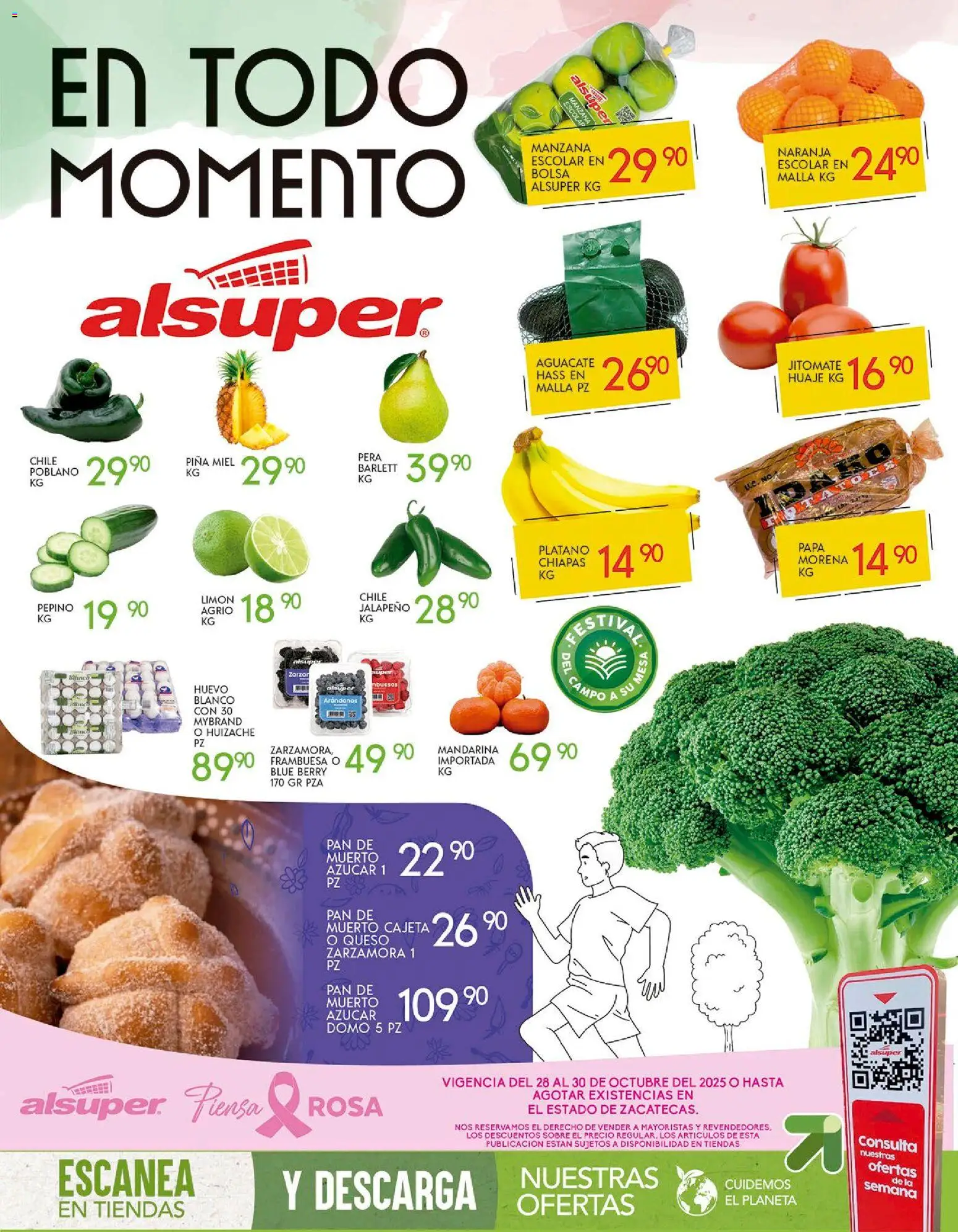 Nuevas ofertas de Alsuper válidas en toda la República Mexicana desde el 28.10.2025. ¡Encuentra las mejores ofertas en Alsuper folleto Zacatecas! | Página: 1 | Productos: Huevo, Aguacate, Piña, Sobre