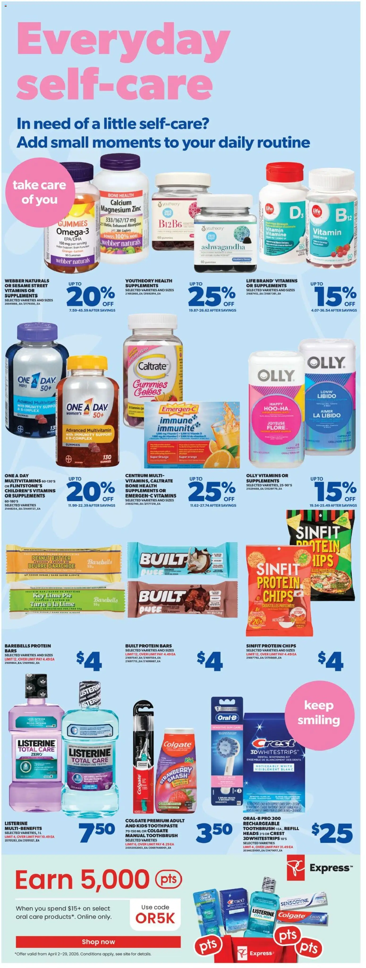 Real Canadian Superstore flyer valid from 09.04.2026 | Page: 25 | Products: Chips, Ketchup, Toothpaste, Pizza