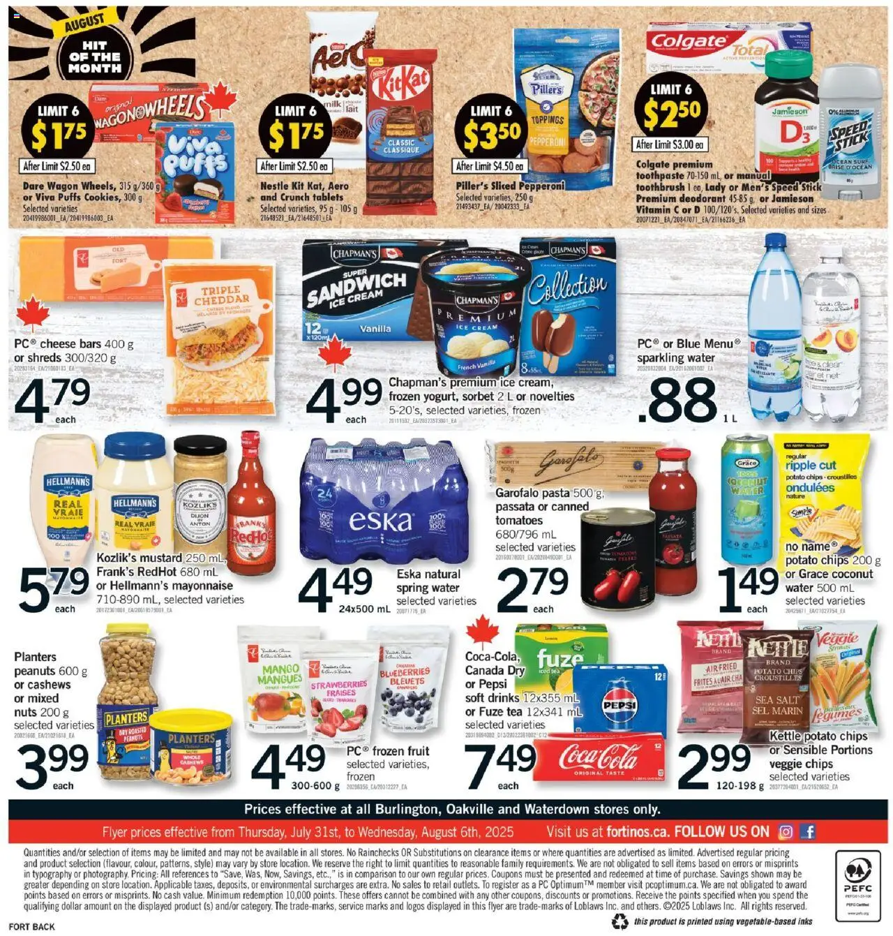 Fortinos flyer valid from 31.07.2025 | Page: 2 | Products: Tea, Pasta, Cream, Ice cream