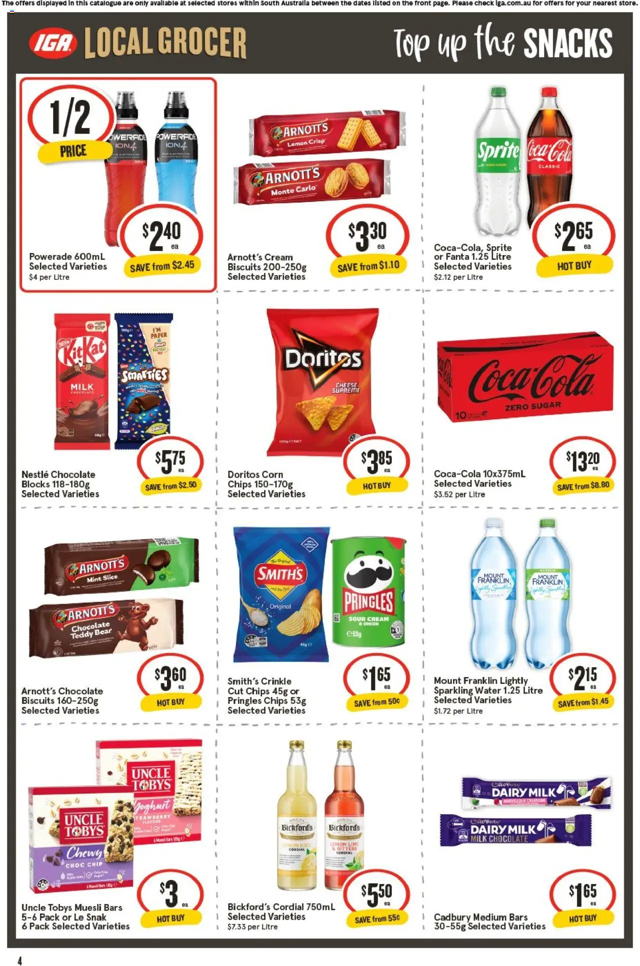IGA catalogue - valid from 22.10.2025 | Page: 4 | Products: Yoghurt, Chips, Cream, Sugar