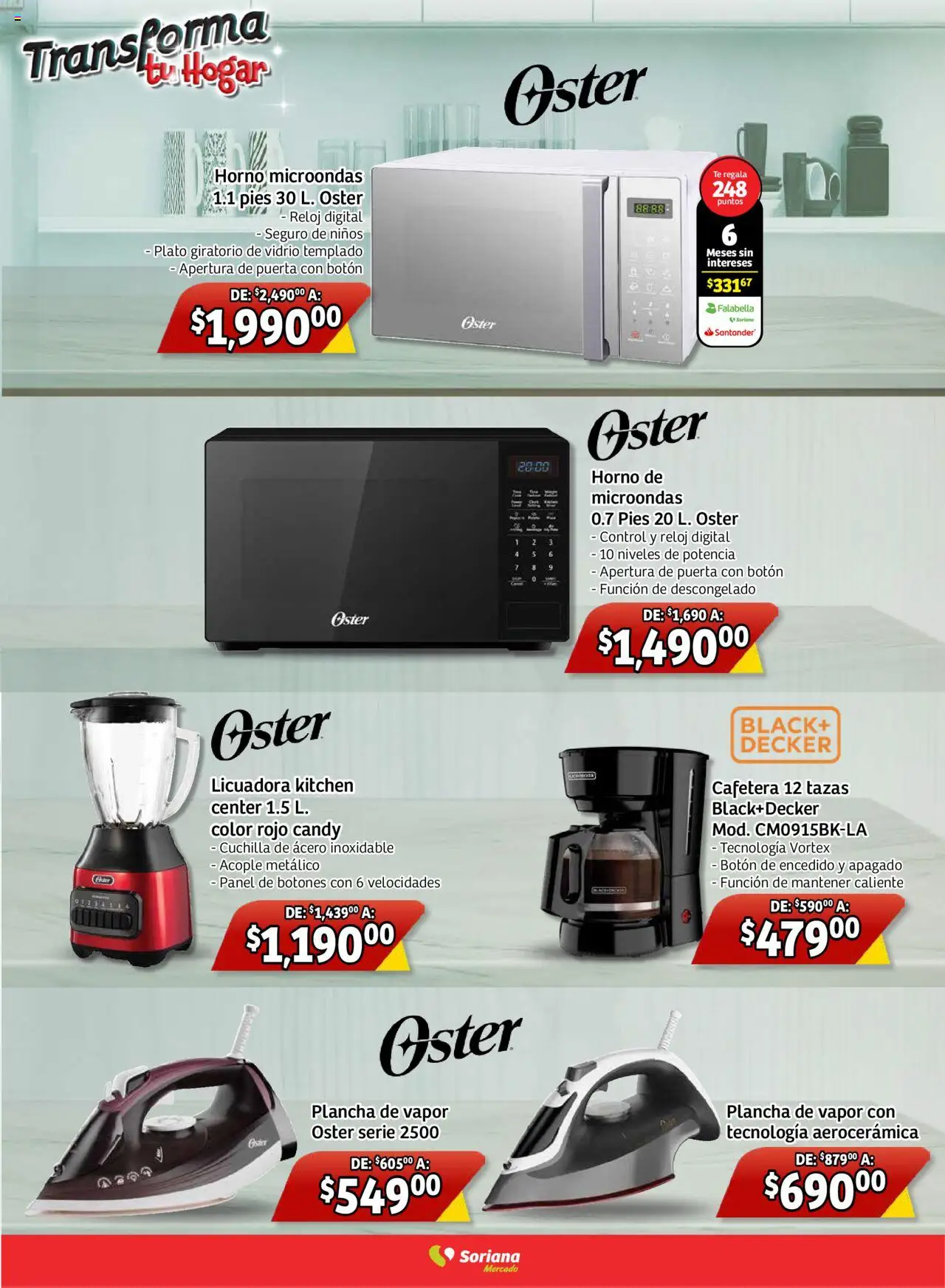 Nuevas ofertas de Soriana válidas en toda la República Mexicana desde el 28.08.2025. ¡Encuentra las mejores ofertas en Soriana - Transforma tu hogar Mercado Nacional! | Página: 10 | Productos: Horno, Licuadora, Cafetera, Té