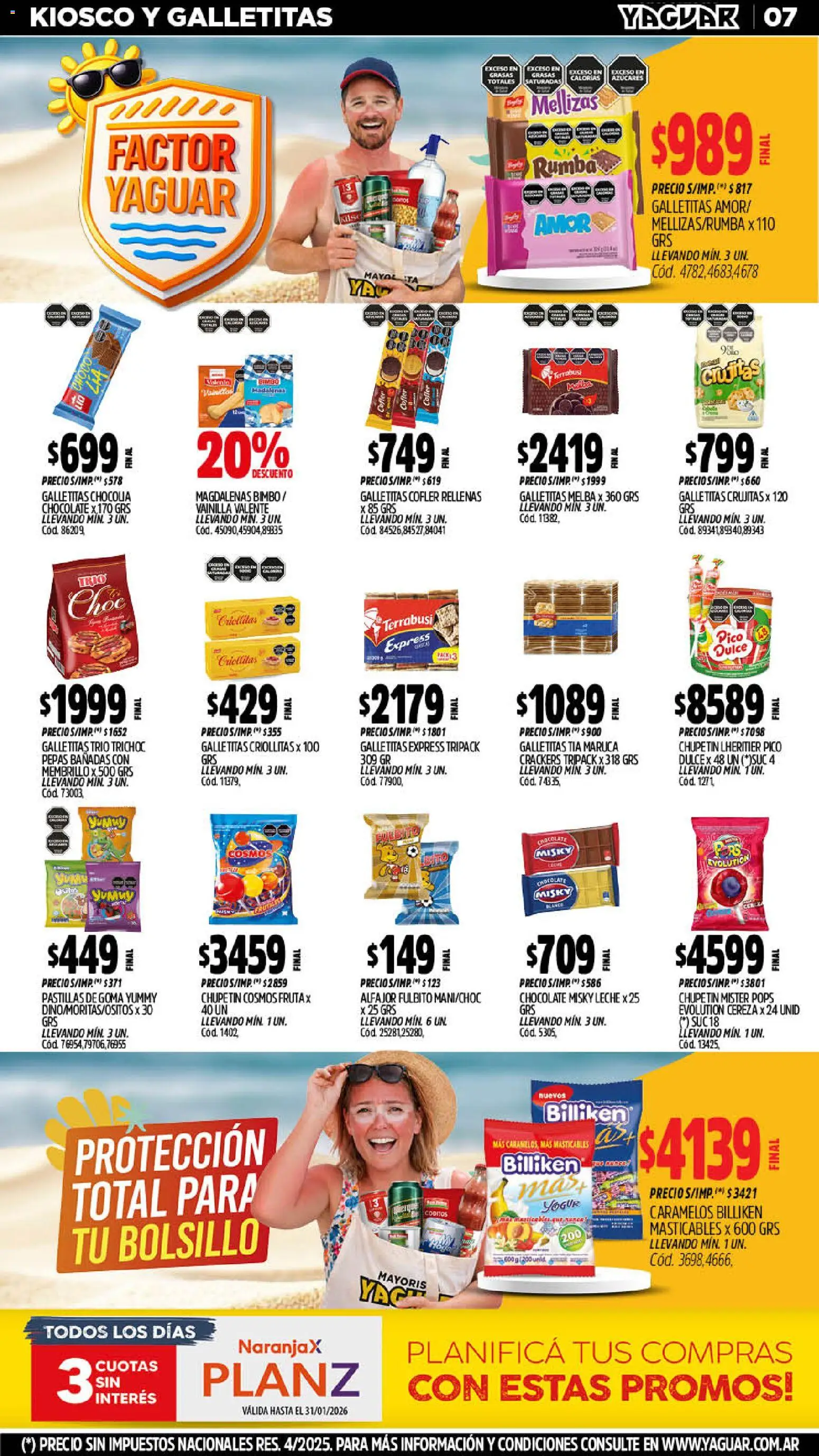 Yaguar - Oferta Semanal Trelew │ válido desde el 19.01.2026 | Página: 7 | Productos: Leche, Yogur, Chocolate, Alfajor