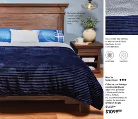 Vista previa de Cobertor con borrega matrimonial líneas azul, 100% poliéster y borrega al interior. 2.10 x 2.20 m; No incluye sábanas ni fundas de almohada. (209343) 93 pts, nuevo folleto de la tienda, válido en México a partir del 10.01.2026 | Página: 77