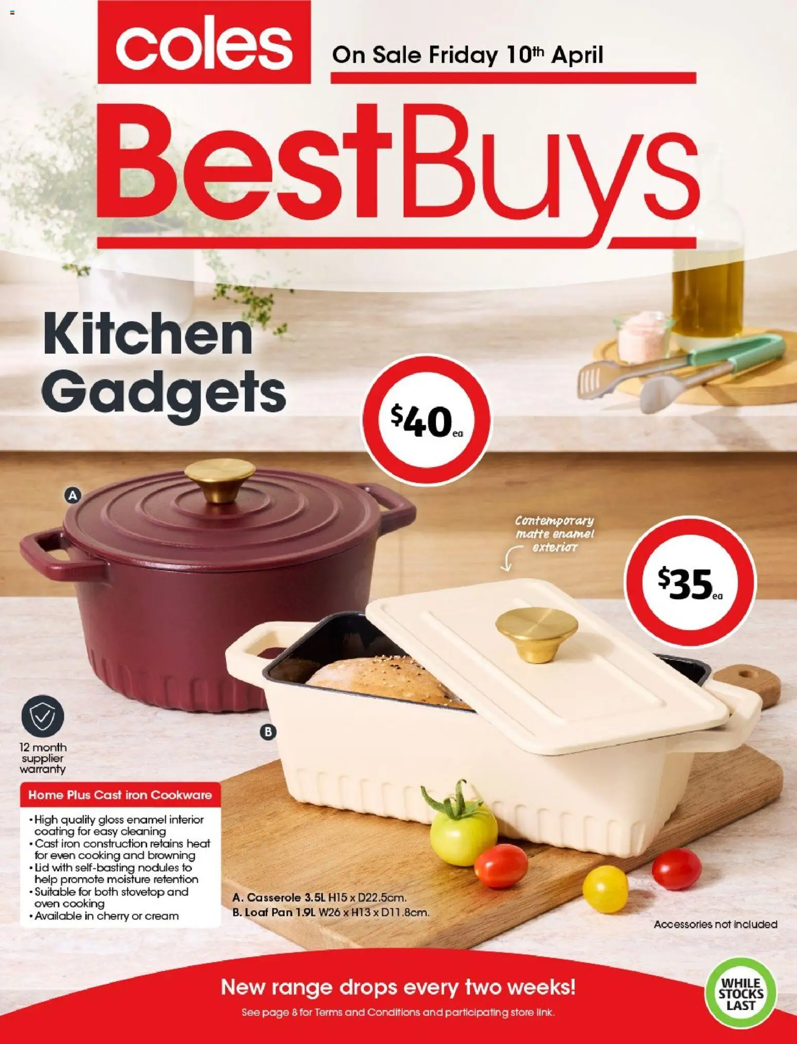 Coles catalogue - valid from 10.04.2026 | Page: 1 | Products: Cookware, Cream, Oven, Iron