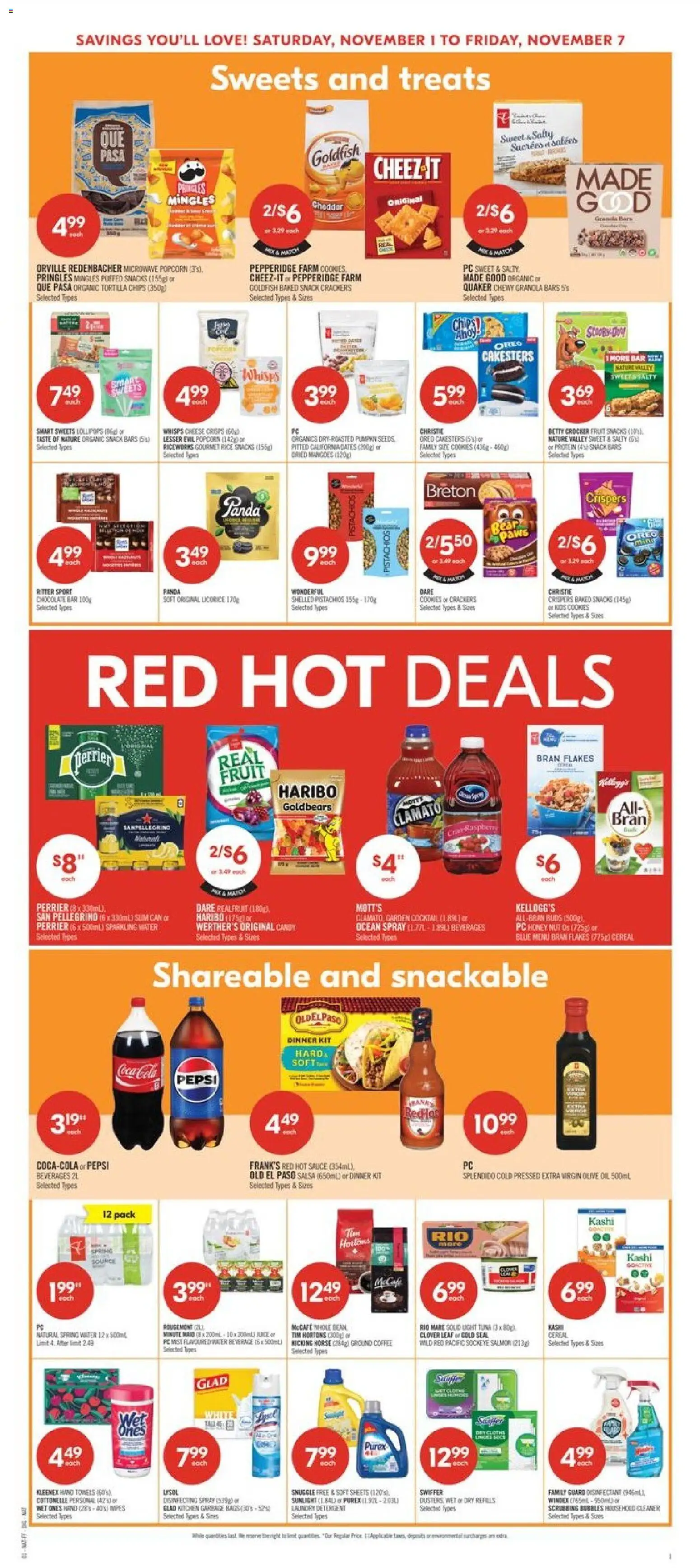 Shoppers flyer valid from 01.11.2025 | Page: 7 | Products: Chips, Flakes, Cheese, Juice