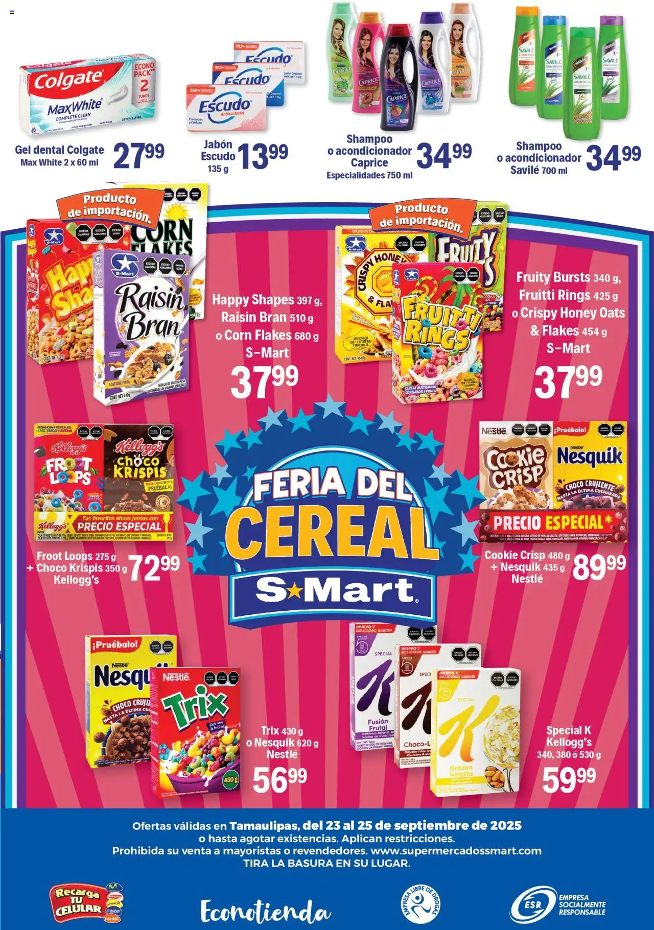 Nuevas ofertas de S-Mart válidas en toda la República Mexicana desde el 23.09.2025. ¡Encuentra las mejores ofertas en S-Mart - Folleto - Reynosa (y Rio Bravo)! | Página: 6 | Productos: Maíz, Hojuelas, Vitaminas, Acondicionador