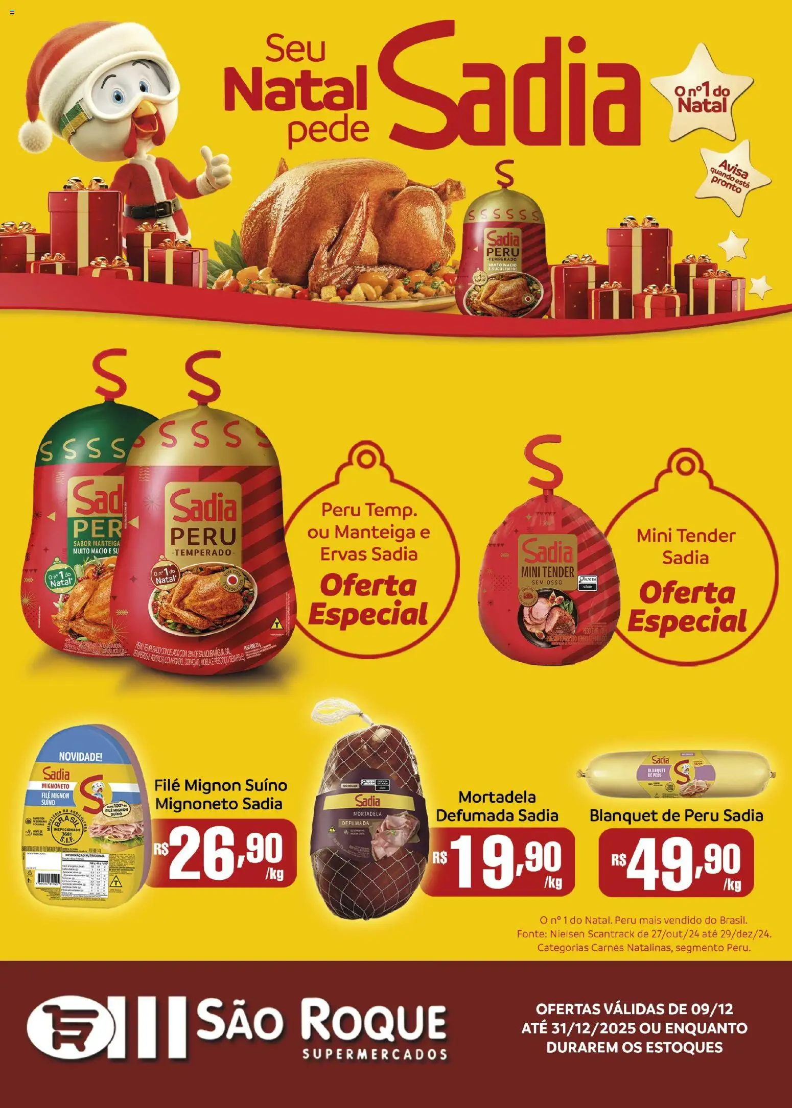 São Roque Supermercados Folheto - válido de 09.12.2025 | Página: 1 | Produtos: Filé mignon, Manteiga, Mortadela, Sal