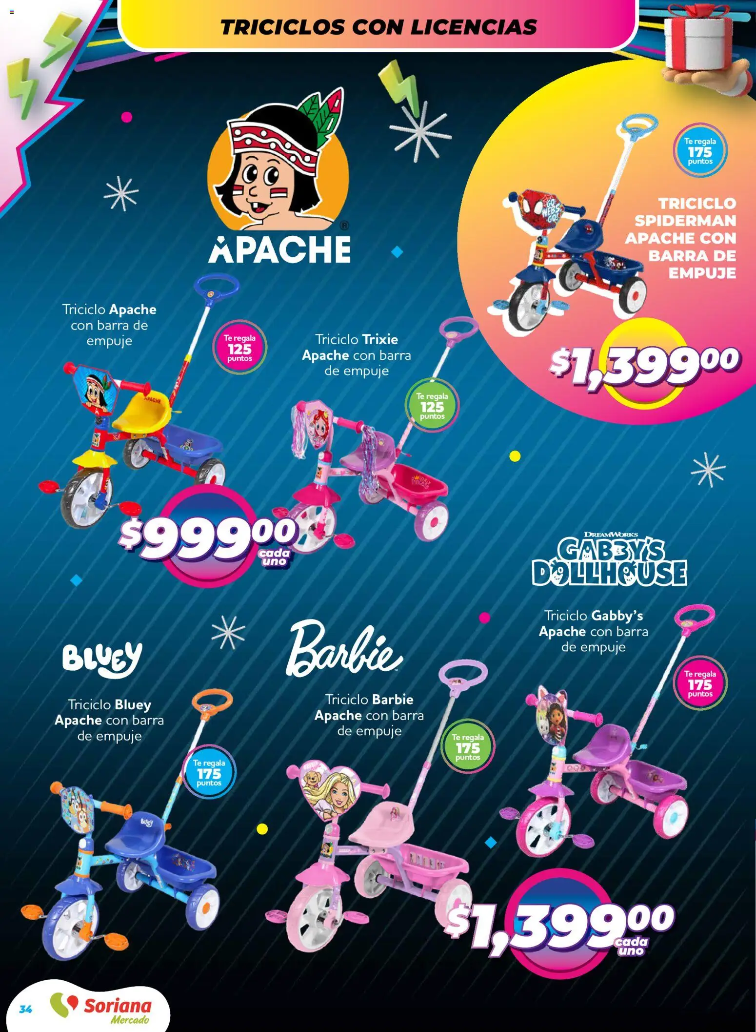 Nuevas ofertas de Soriana válidas en toda la República Mexicana desde el 27.11.2025. ¡Encuentra las mejores ofertas en Soriana - Reino de los Juguetes Mercado Nacional! | Página: 34