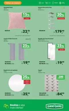 Lojas Quero-Quero - Ofertas atuais - Pré-Visualização do folheto da loja Lojas Quero-Quero, válido de 14.10.2025 | Página: 22 | Produtos: Almofada, Espelho, Tapete, Espelho de led
