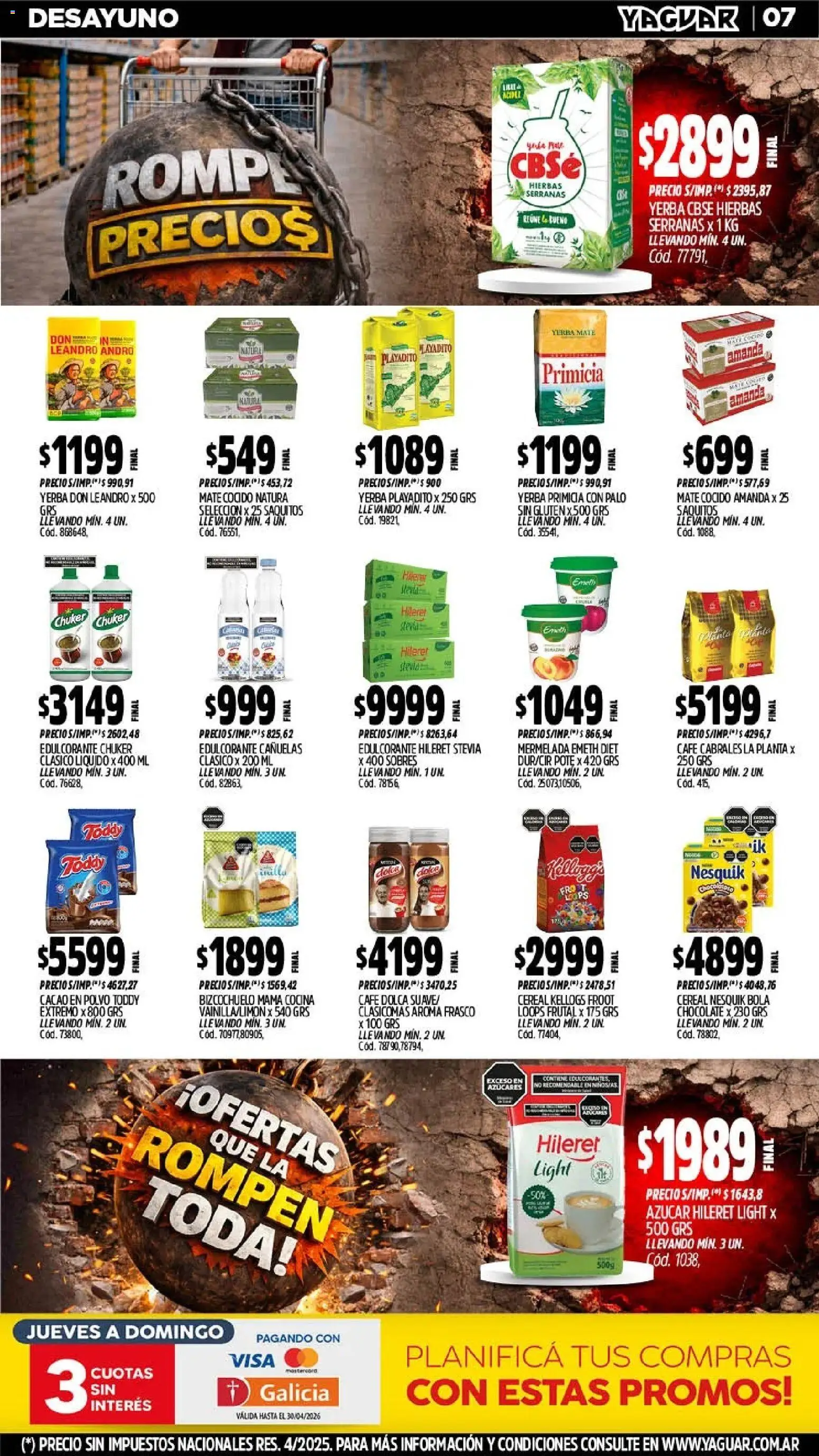 Yaguar - Oferta Semanal Chaco │ válido desde el 13.04.2026 | Página: 7 | Productos: Yerba, Frasco, Café, Chocolate