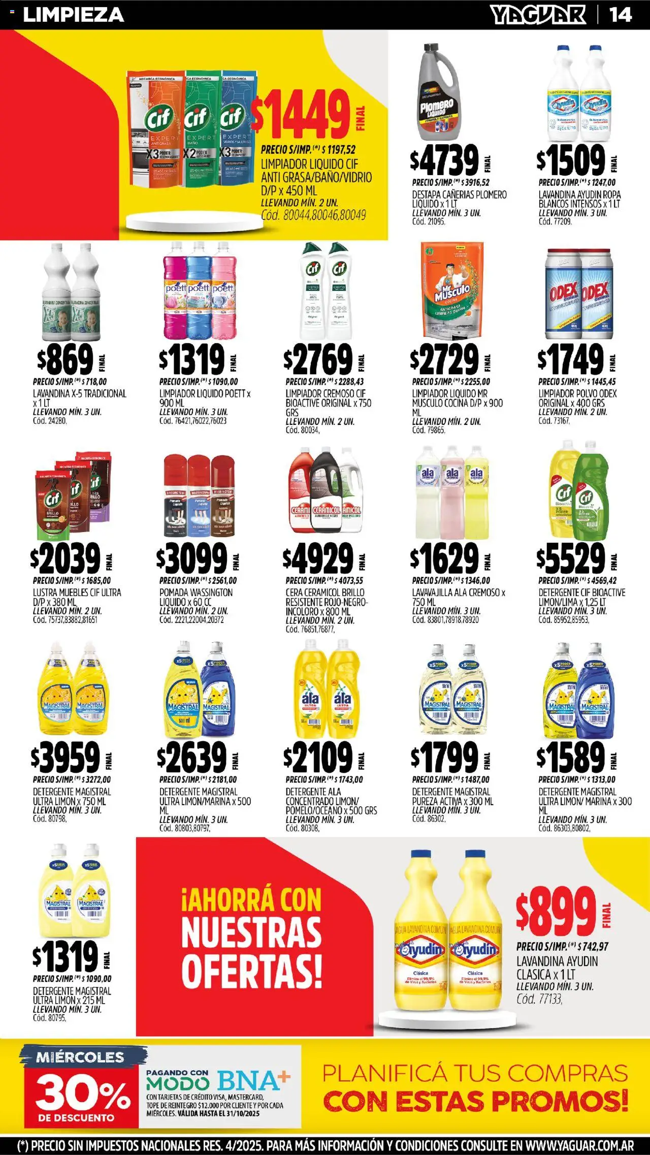 Yaguar - Chaco │ válido desde el 20.10.2025 | Página: 13 | Productos: Lavandina, Pomada, Brillo, Cera