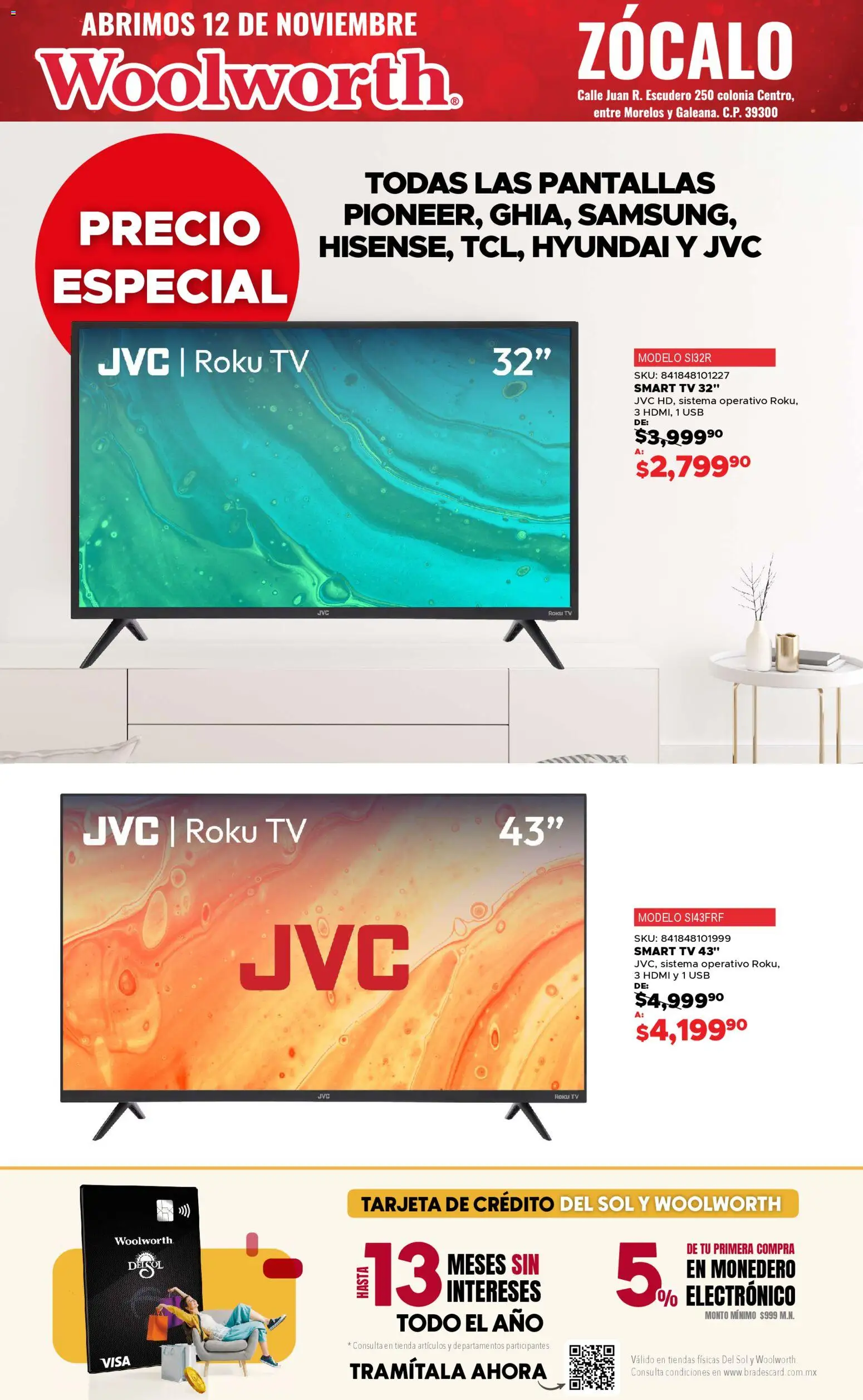 Nuevas ofertas de Del Sol y Woolworth válidas en toda la República Mexicana desde el 12.11.2025. ¡Encuentra las mejores ofertas en Del Sol y Woolworth catálogo Apertura Acapulco Centro 217! | Página: 17 | Productos: Usb, Pantallas, Monedero, Zócalo