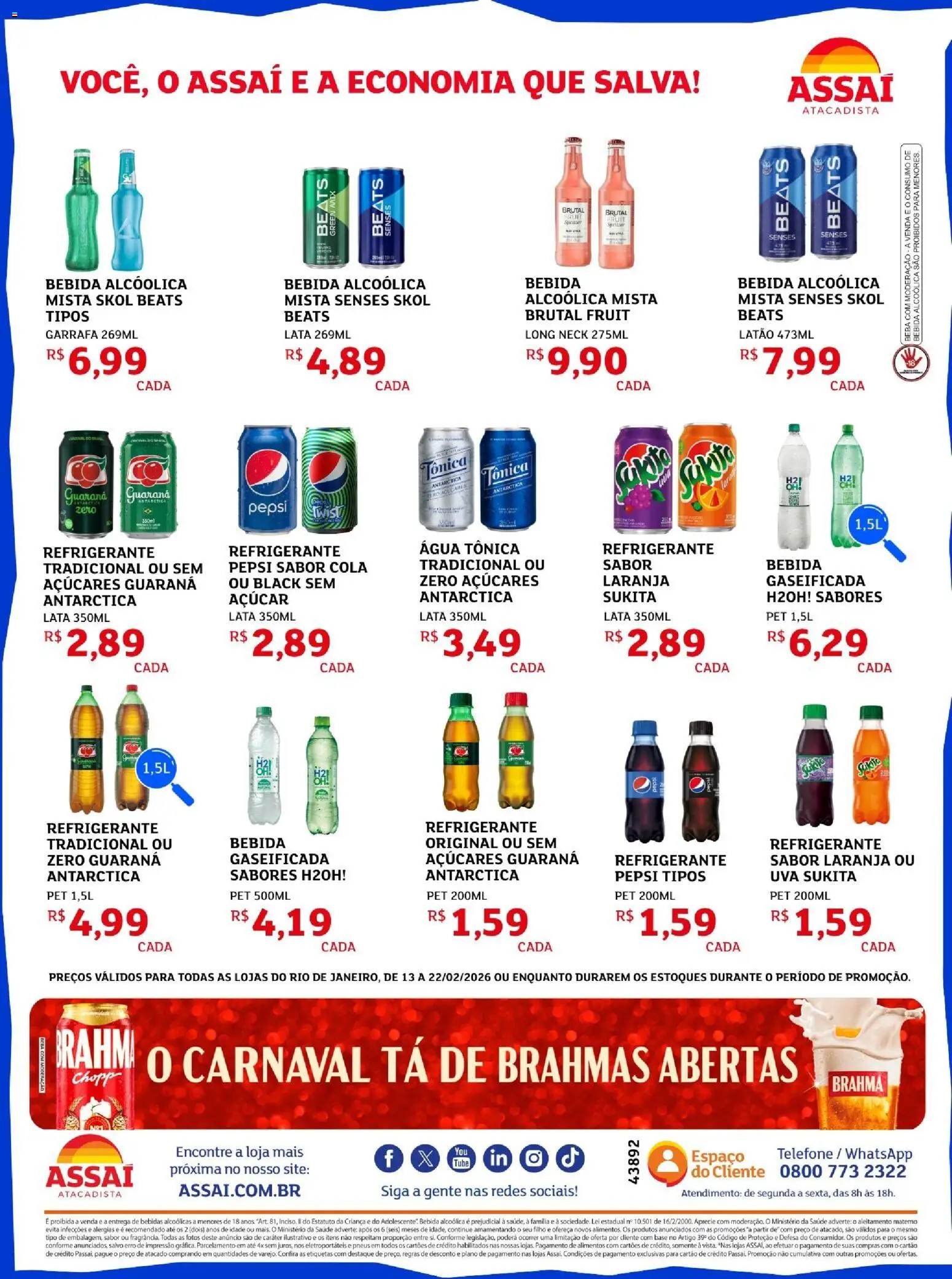 Assaí Atacadista Folheto - válido de 13.02.2026 | Página: 2 | Produtos: Cola, Pneus, Base, Refrigerante