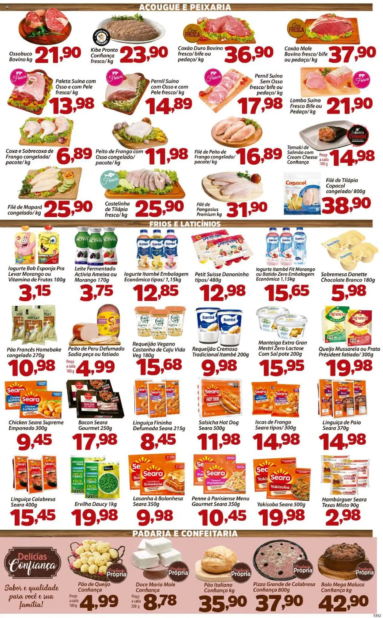 Confiança Folheto - válido de 12.08.2025 | Página: 3 | Produtos: Manteiga, Chocolate, Bolo, Mussarela
