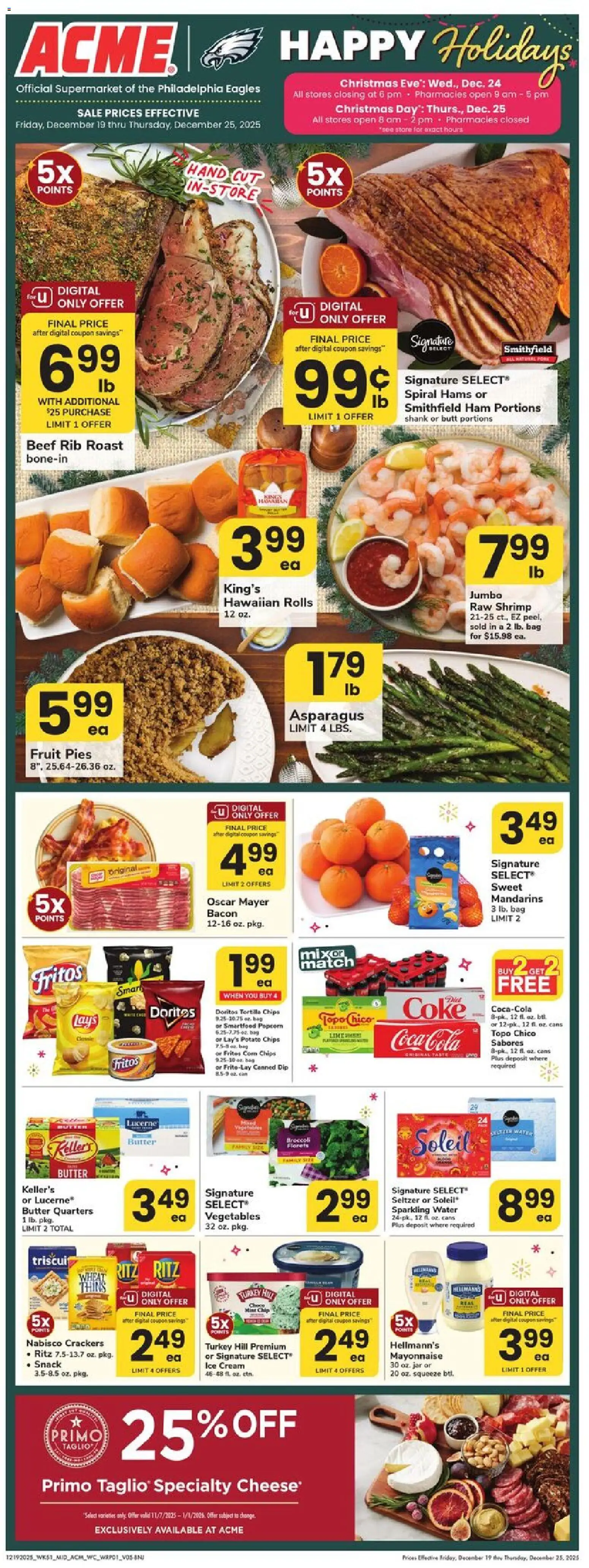 Acme Weekly Ad - NJ - valid from 19.12.2025 | Page: 1 | Products: Broccoli, Butter, Beef, Lime