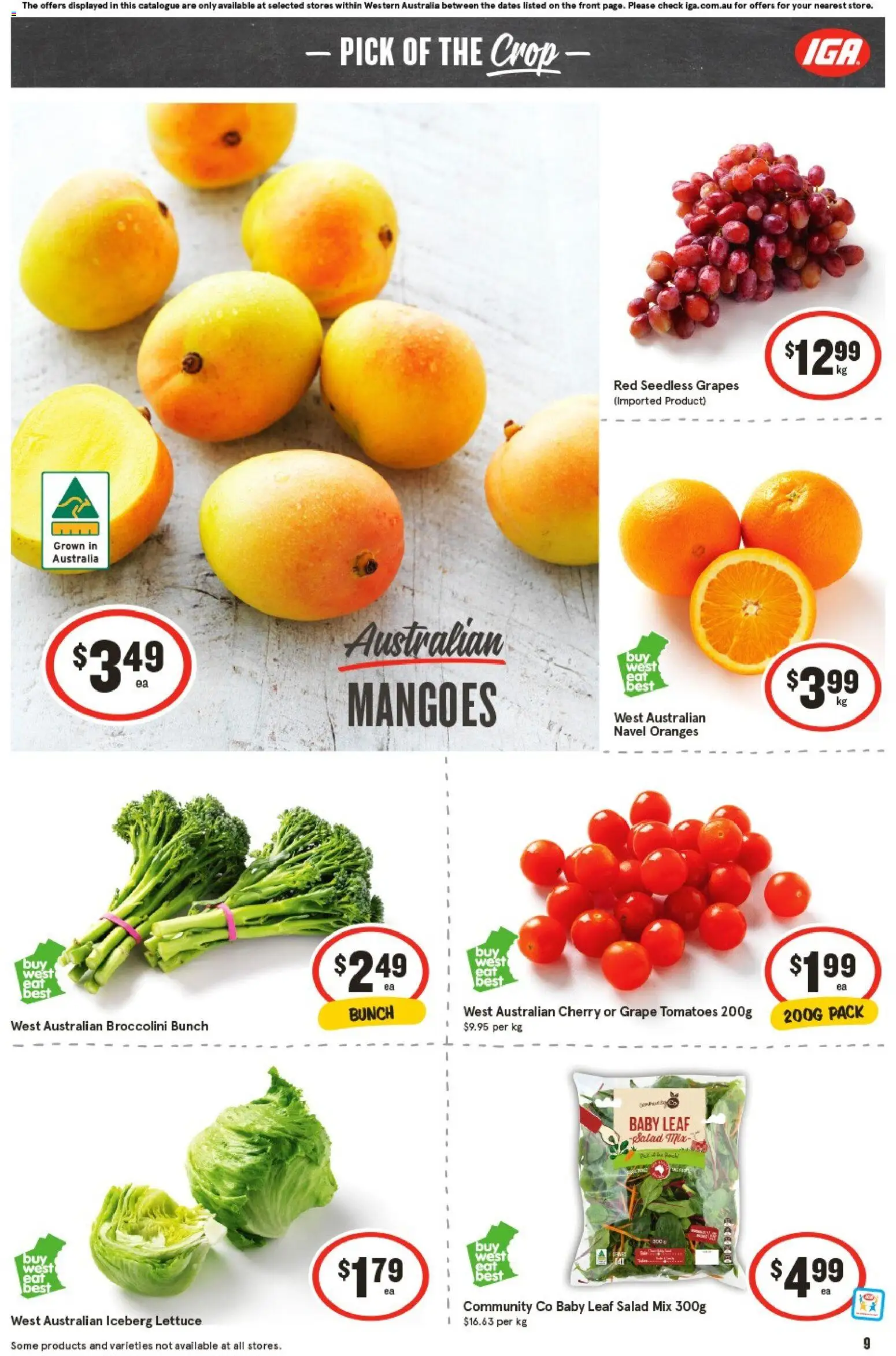 IGA catalogue - valid from 05.11.2025 | Page: 9 | Products: Lettuce, Tomatoes, Salad, Grapes