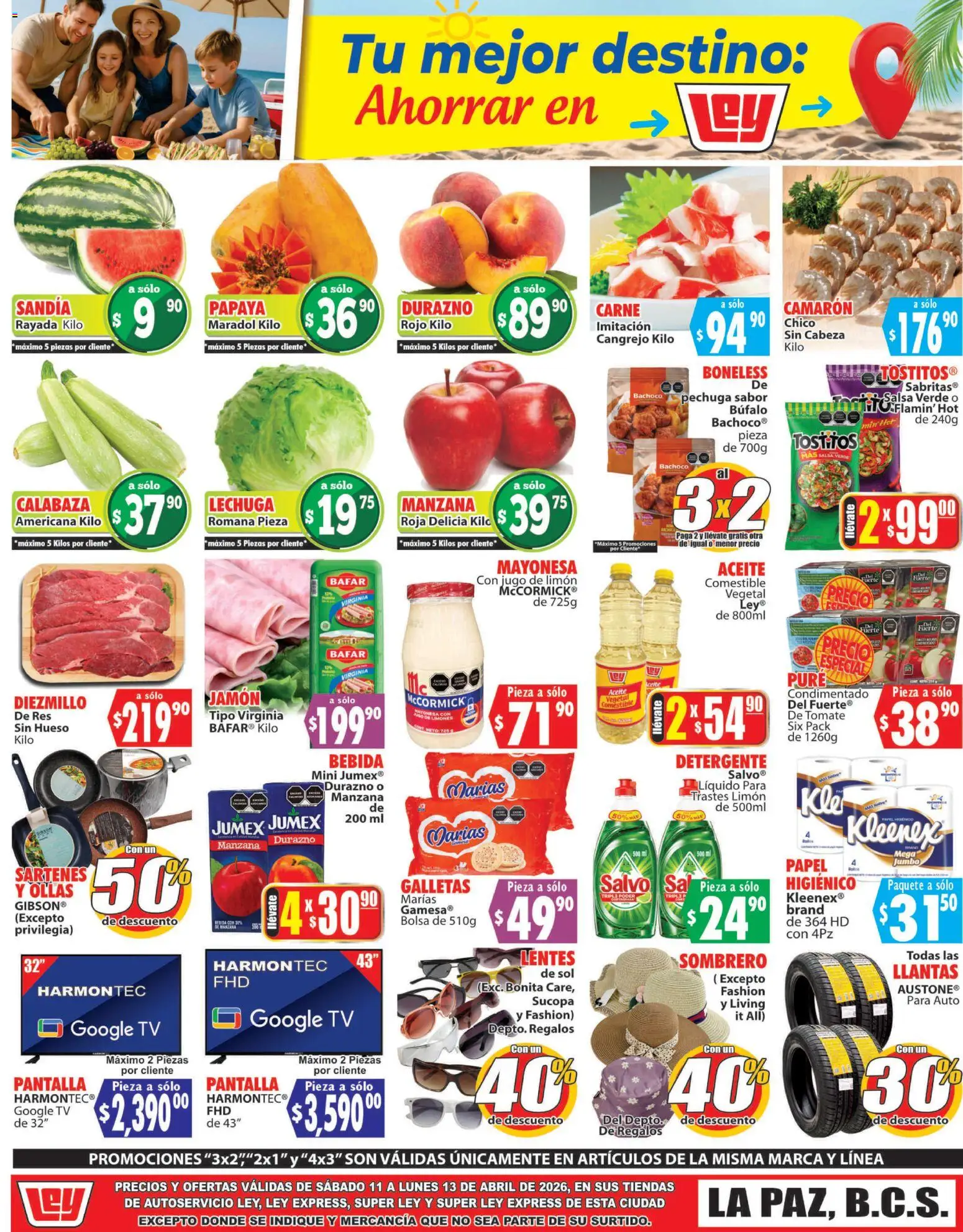 Nuevas ofertas de Casa Ley válidas en toda la República Mexicana desde el 11.04.2026. ¡Encuentra las mejores ofertas en Casa Ley folleto Autoservicio La Paz, BCS! | Página: 2 | Productos: Durazno, Mayonesa, Sombrero, Res