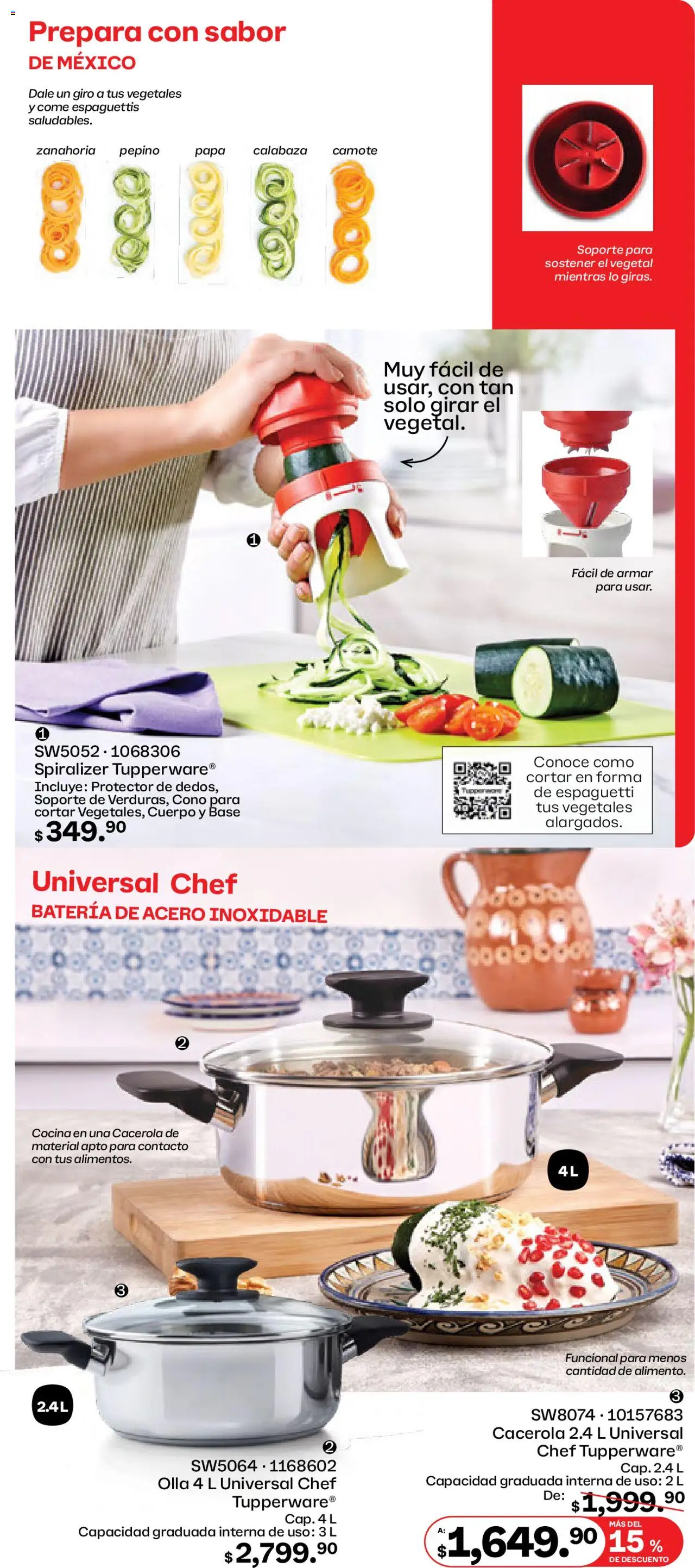 Nuevas ofertas de Tupperware válidas en toda la República Mexicana desde el 11.08.2025. ¡Encuentra las mejores ofertas en Tupperware catálogo! | Página: 50 | Productos: Papa, Cacerola, Batería, Olla
