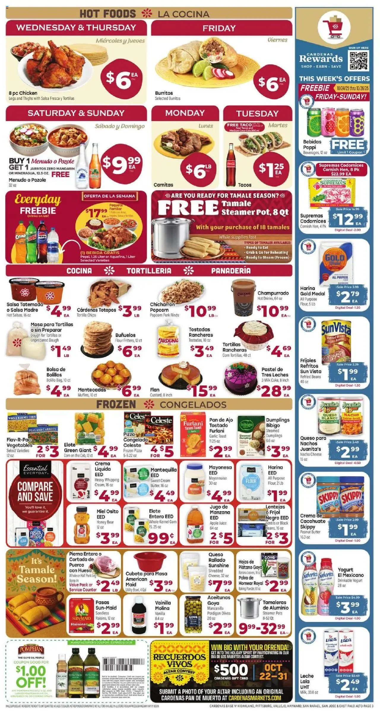 Cardenas Weekly Ad - valid from 22.10.2025 | Page: 3 | Products: Corn, Milk, Cheese, Raisins