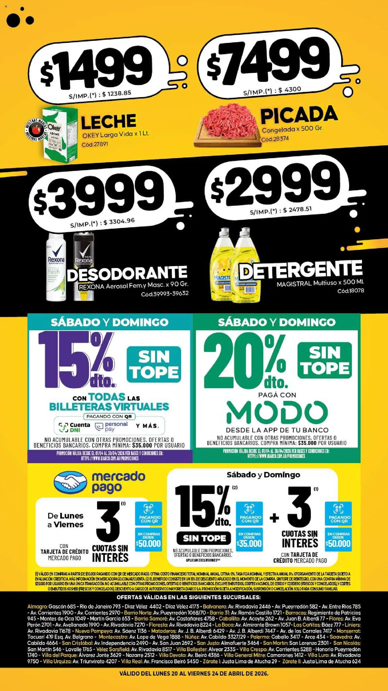 Diarco - Especial Locura De Precios │ válido desde el 20.04.2026 | Página: 2 | Productos: Banco, Desodorante, Detergente, Cerdo